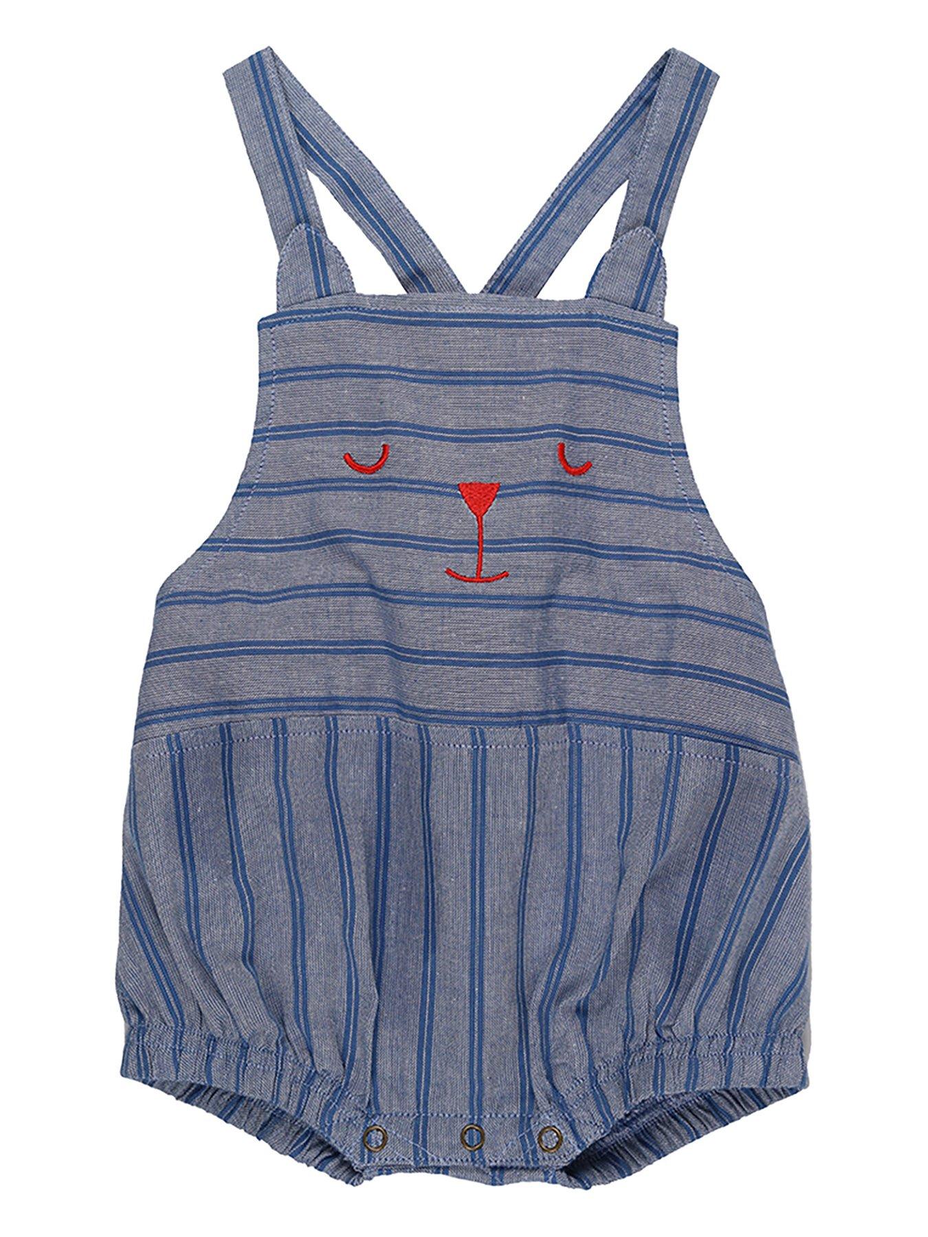 undefined Baby Boys Stripe Print Romper - Blue