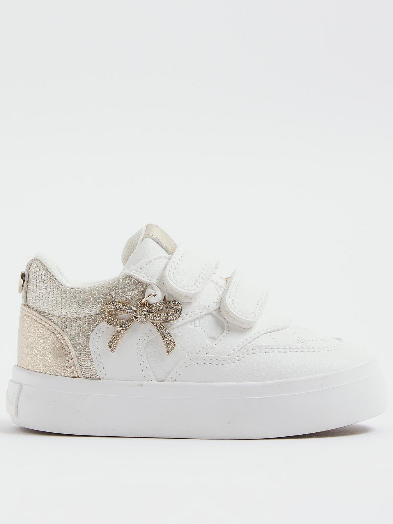River Island Mini Girls Bow Charm Plim Shoes - White
