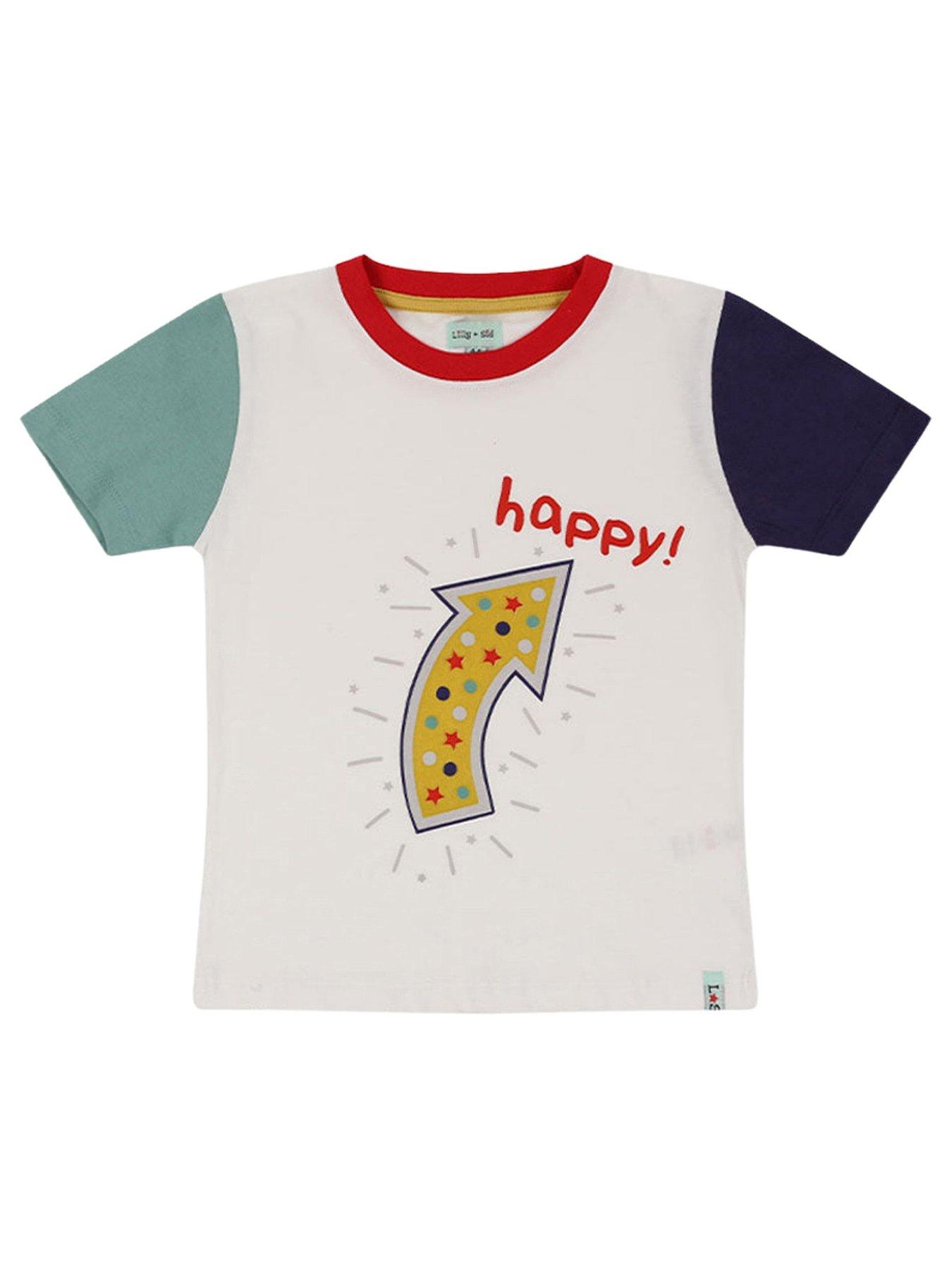 undefined Boys Multicoloured Happy Slogan Print T-Shirt - Multi