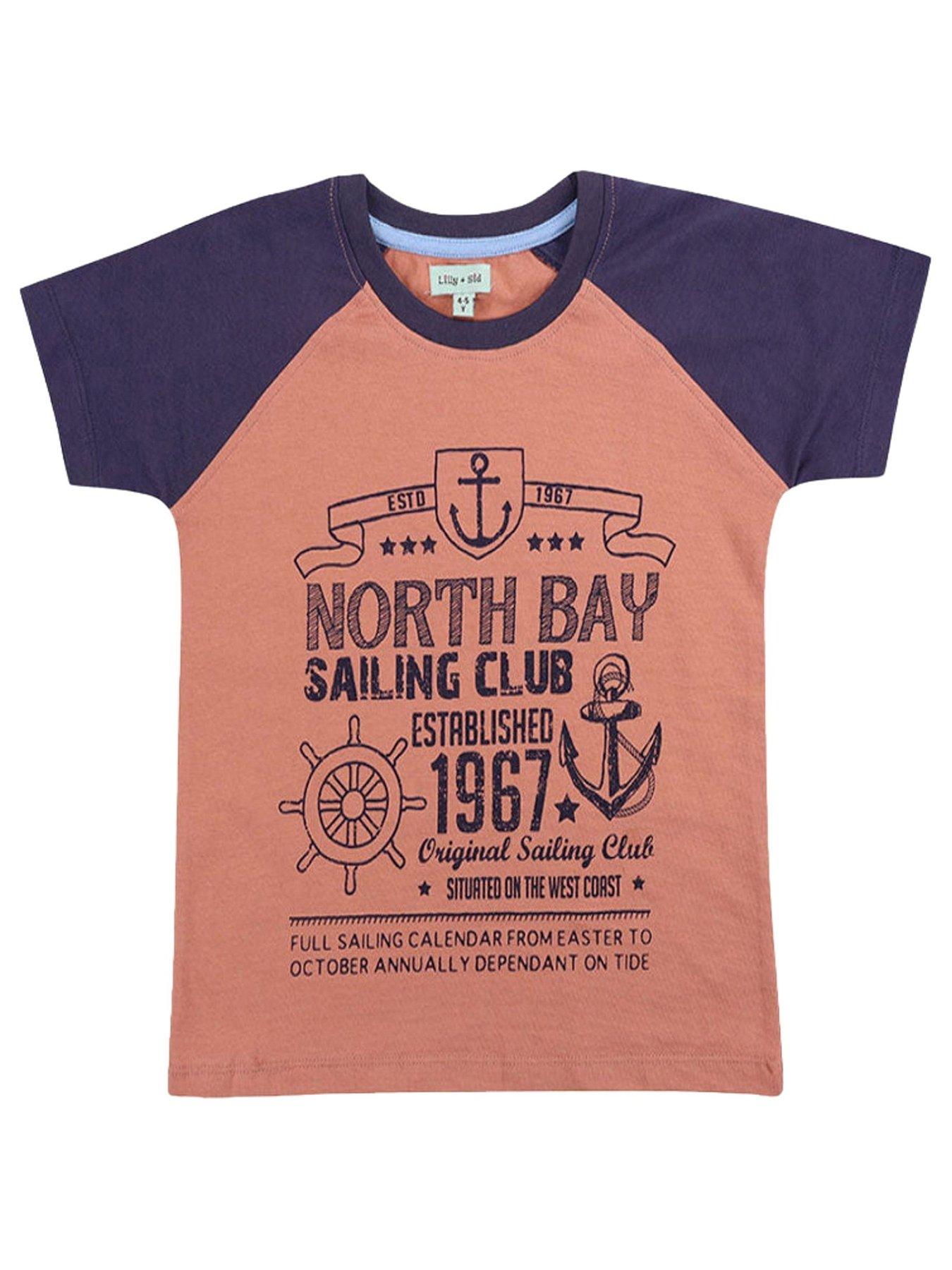undefined Boys Multicoloured Sailing Club Slogan Print T-Shirt - Multi