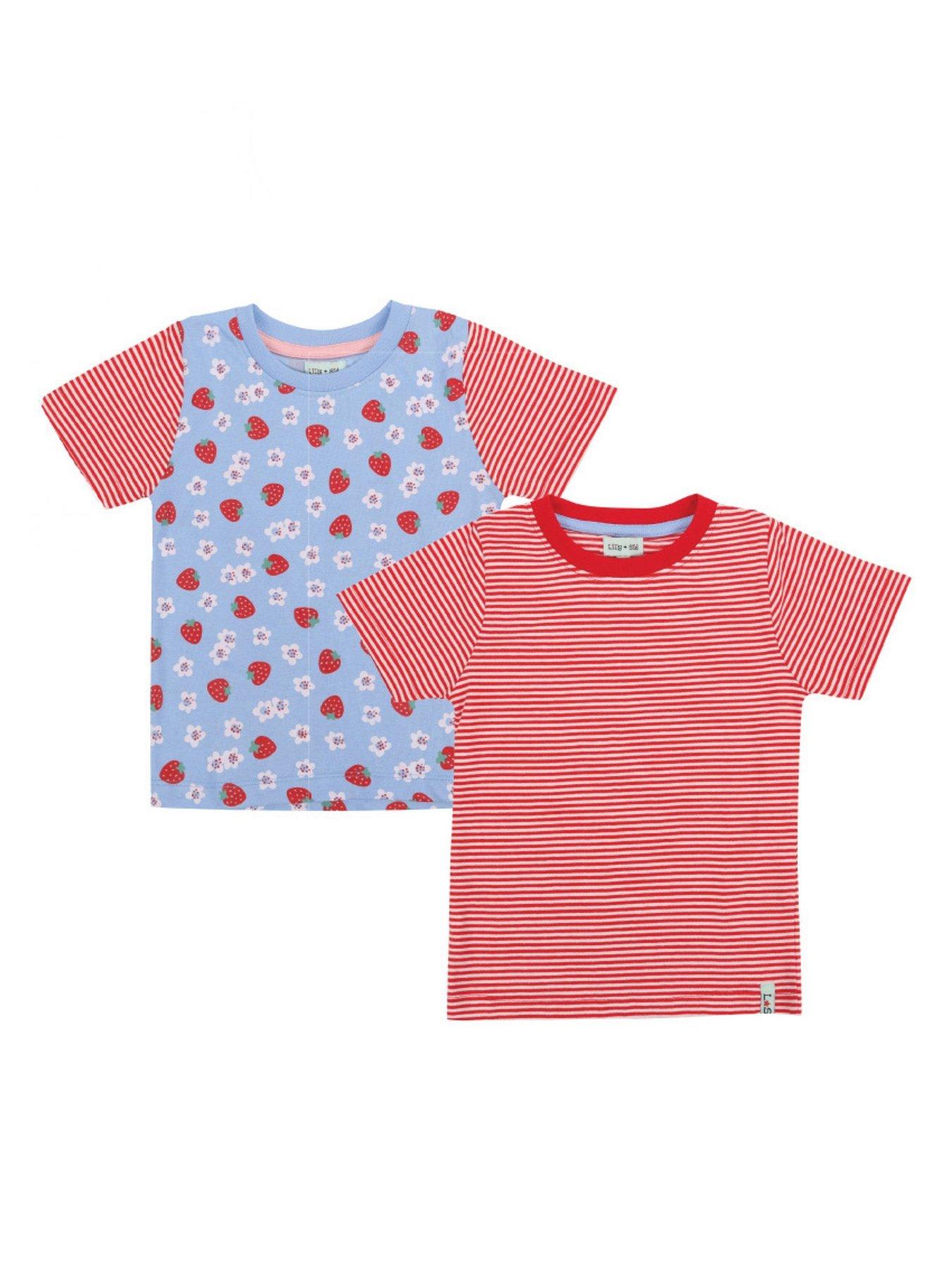 undefined Girls 2 Pack Strawberry And Stripe Print Tops - Multi