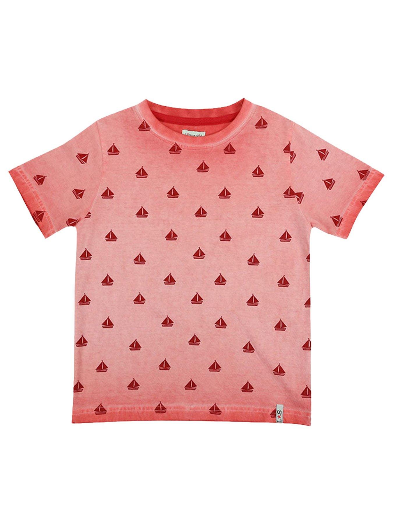 undefined Boys Boat Print T-Shirt - Red