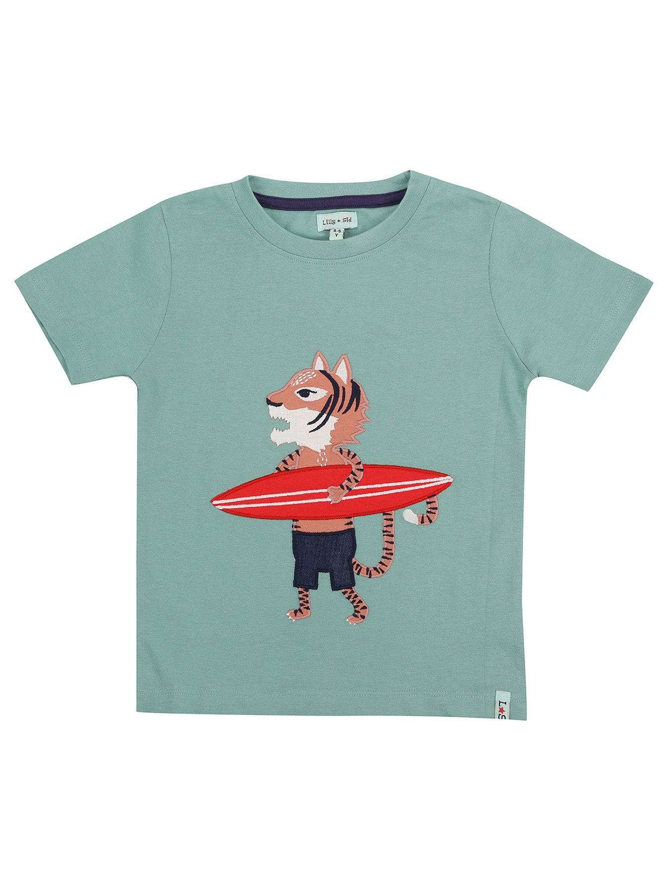 undefined Boys Surfing Tiger Print T-Shirt - Blue