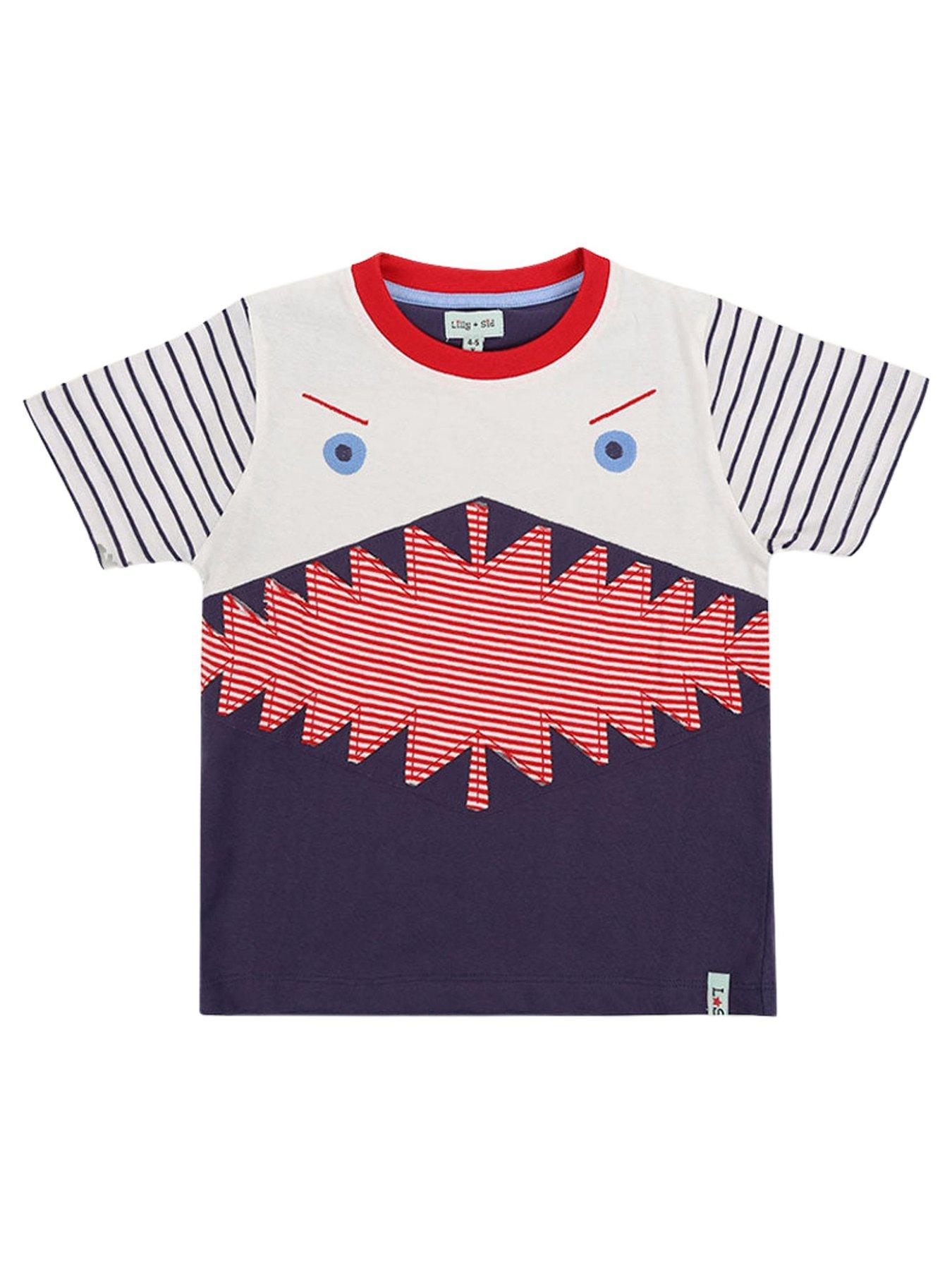 undefined Boys Multicoloured Shark Applique T-Shirt - Multi