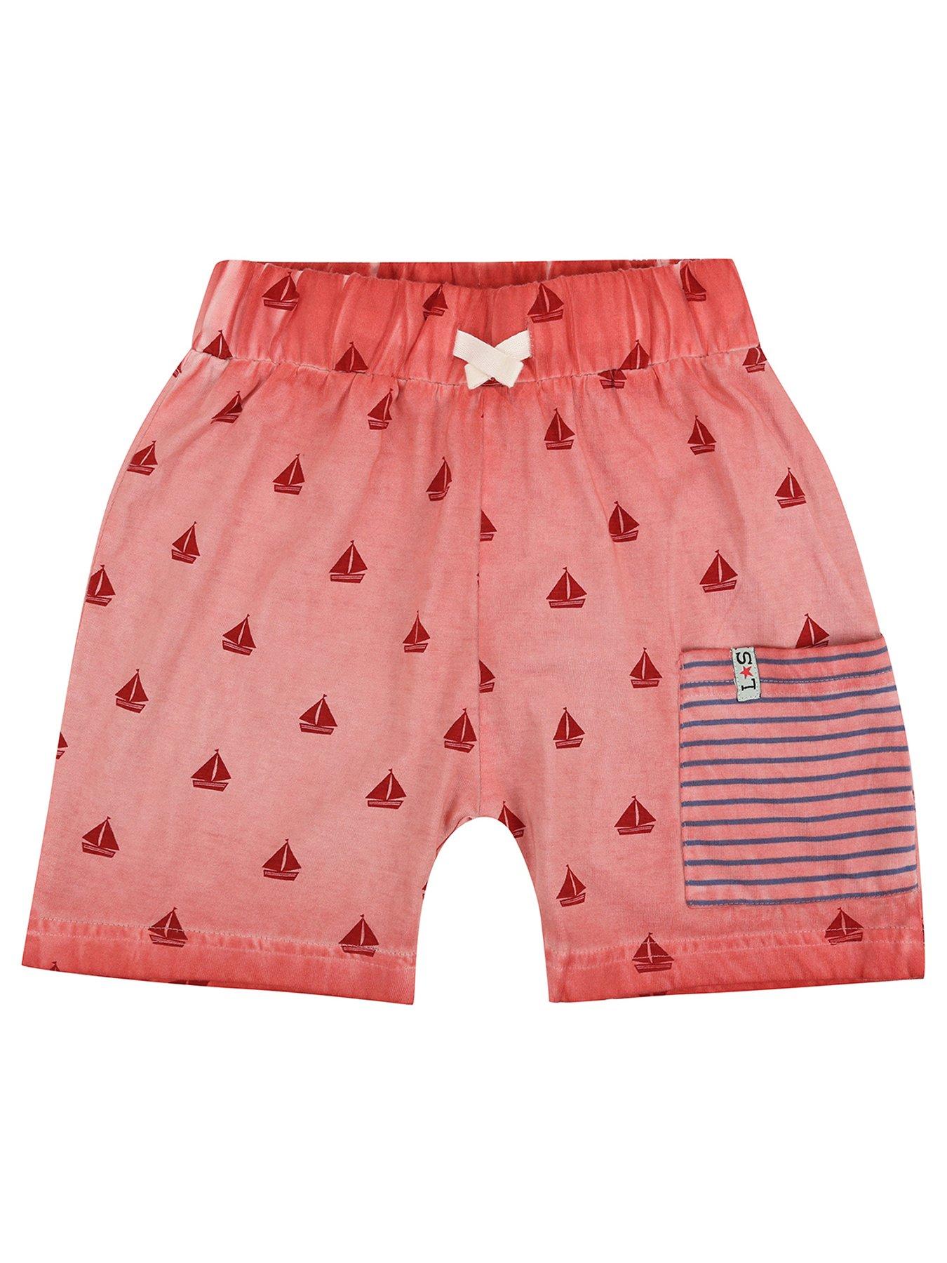 undefined Boys Boat Print Shorts - Red