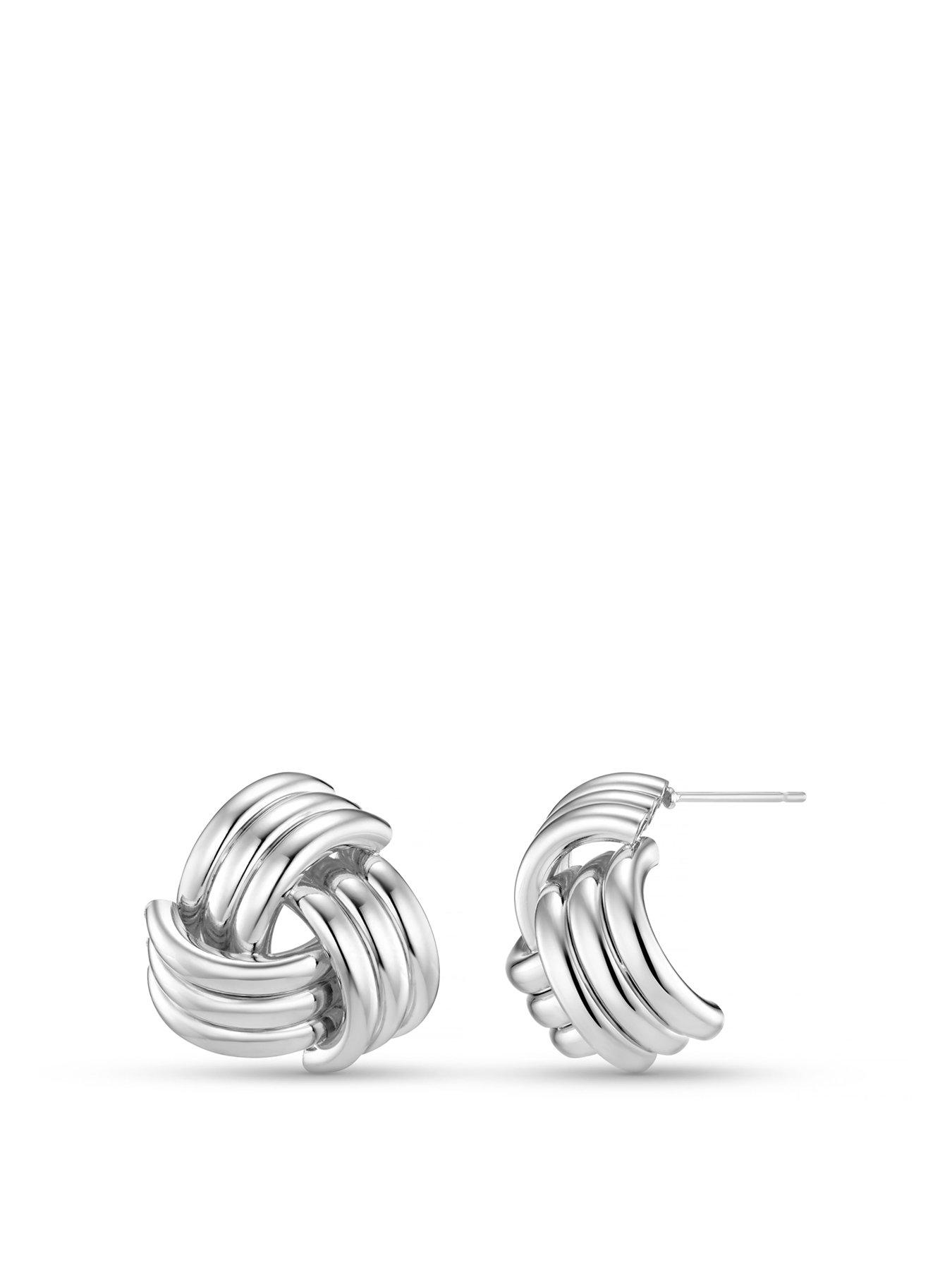 Orelia Interlocking Statement Stud Earrings - Silver