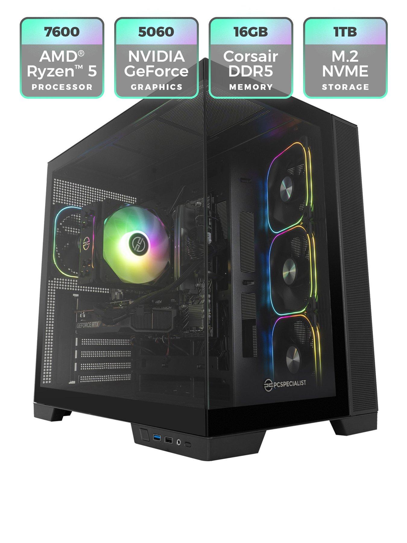 Image 2 of 8 of PCSpecialist Fusion 30 Gaming Desktop - GeForce RTX 5060,&nbsp;AMD Ryzen 5,&nbsp;16GB RAM,&nbsp;1TB SSD - Black