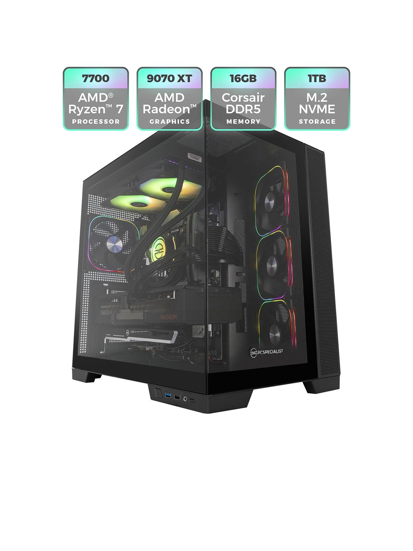 Image 2 of 8 of PCSpecialist Fusion 50 Gaming Desktop -&nbsp;AMD Radeon RX 9070 XT,&nbsp;AMD Ryzen 7,&nbsp;16GB RAM, 1TB SSD - Black