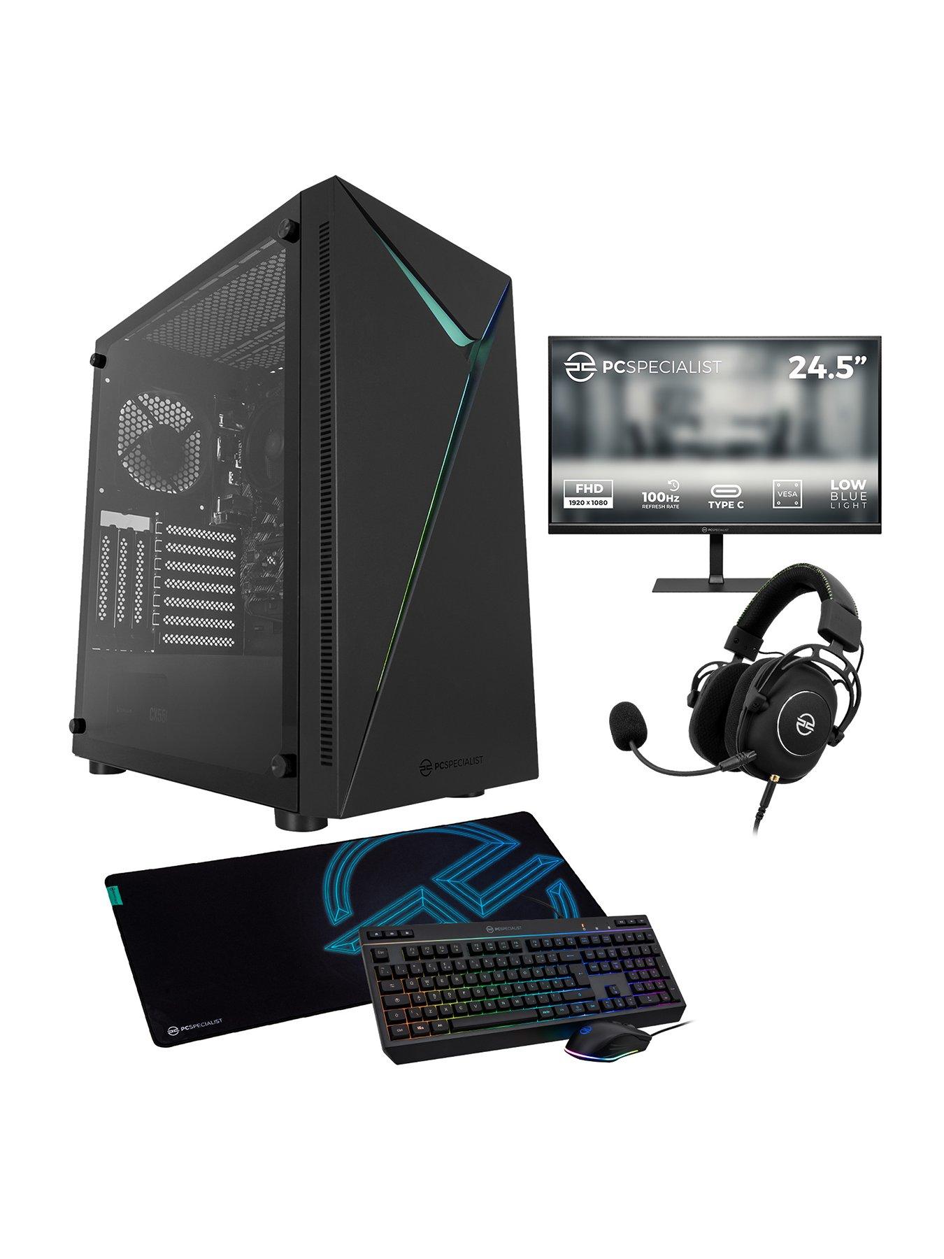undefined Fusion 10 Gaming Desktop (AMD Ryzen 5, 8GB RAM, 512GB SSD) with 24.5in Monitor, Headset, Keyboard, Mouse  &  Mat