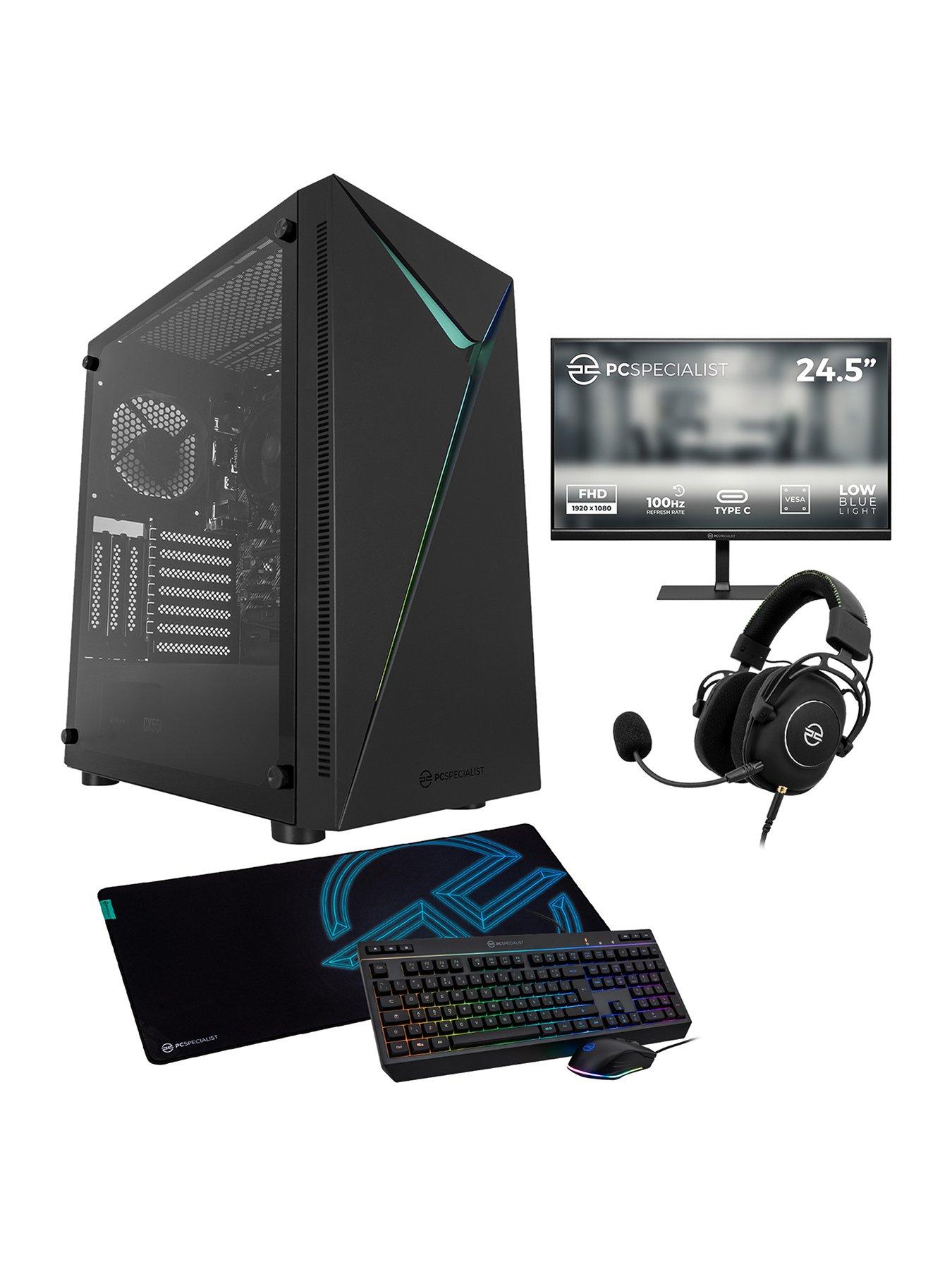 undefined Fusion 15 Gaming Desktop (AMD Ryzen 5, 16GB RAM, 1TB SSD) Bundle with  with 24.5in FHD Monitor, Headset, Keyboard, Mouse  &  Mat