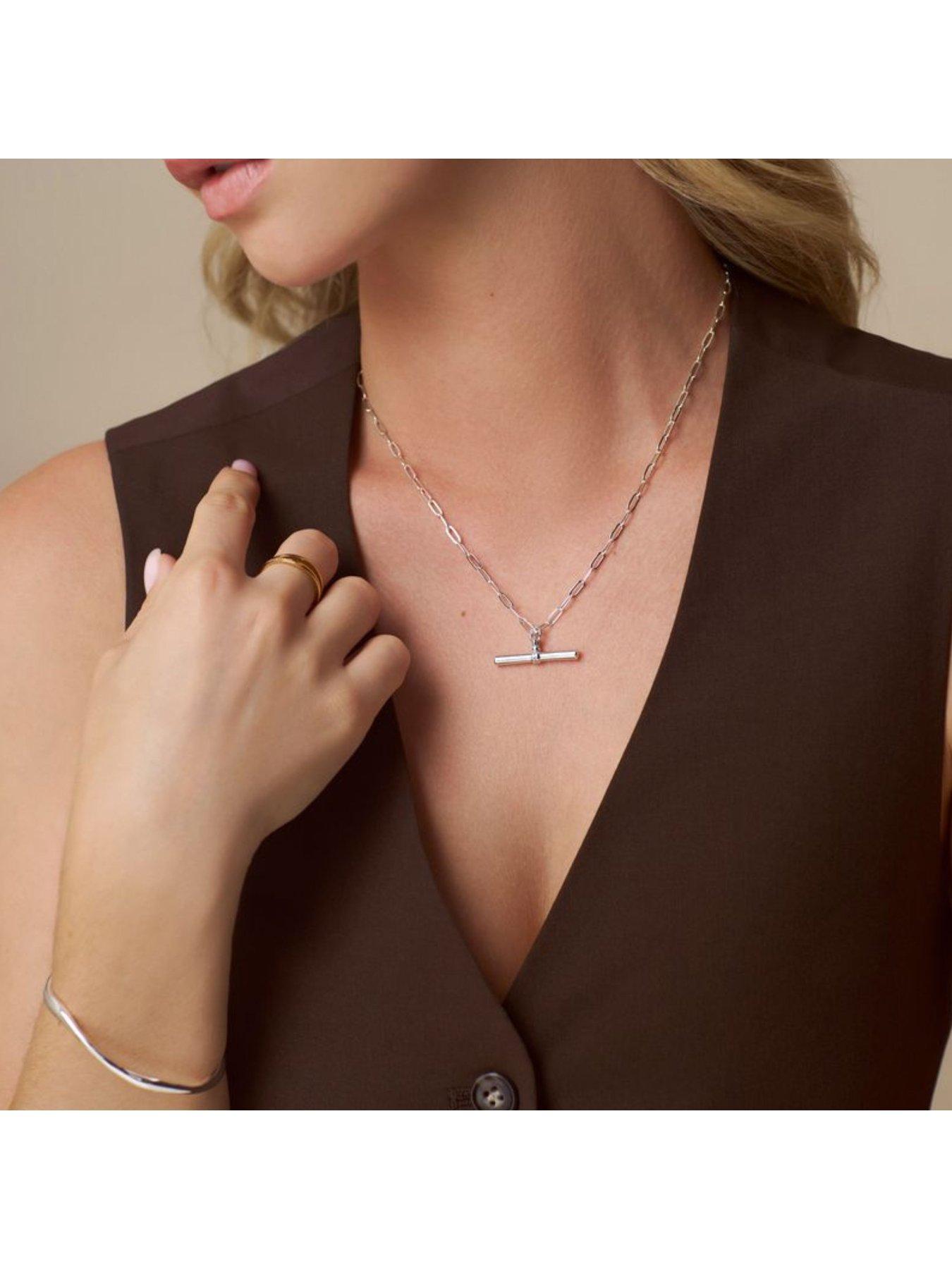 Image 3 of 4 of Orelia Chunky T-Bar Mid Length Necklace