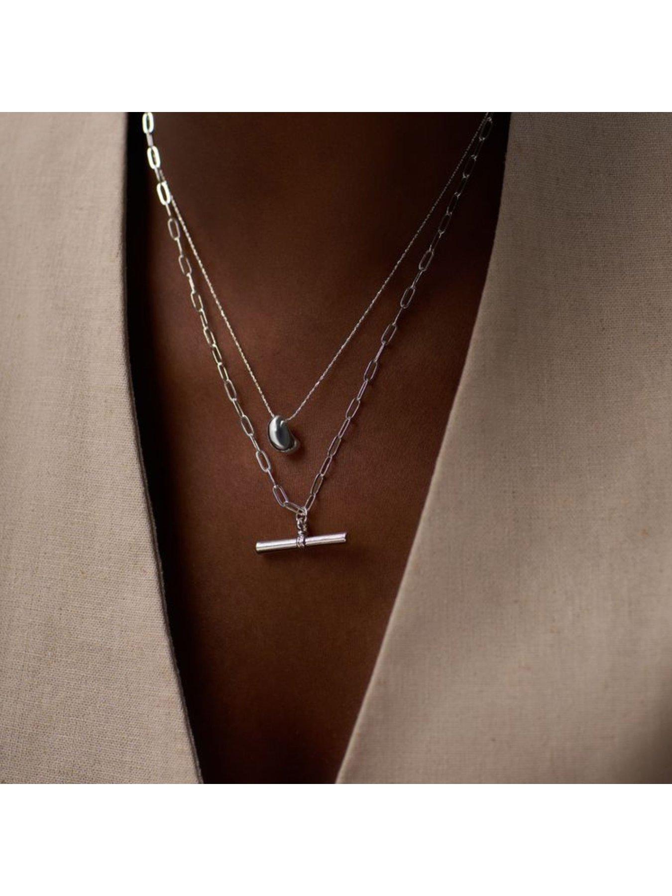 Image 4 of 4 of Orelia Chunky T-Bar Mid Length Necklace
