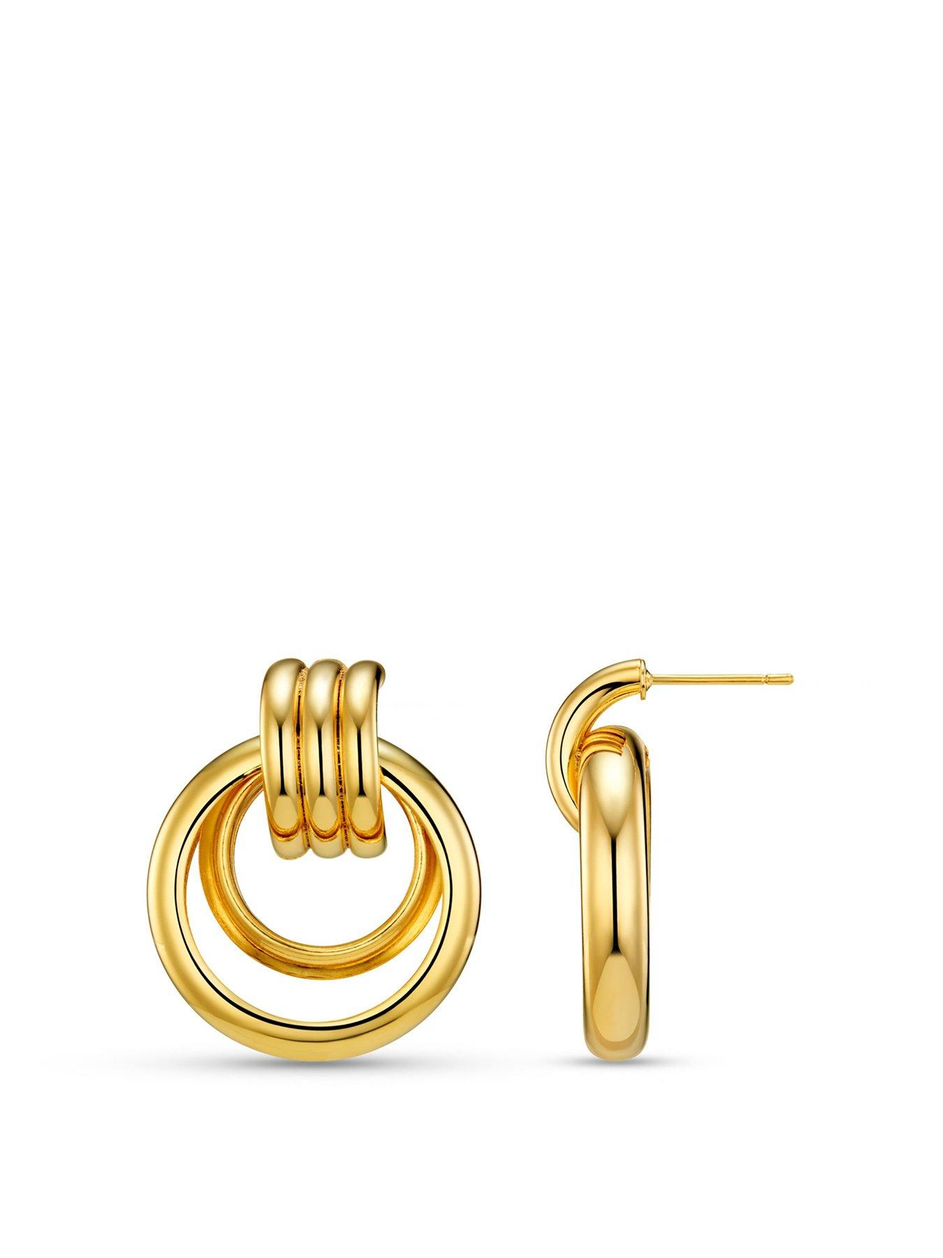 Orelia Statement Open Interlocking Hoop Earrings - Gold