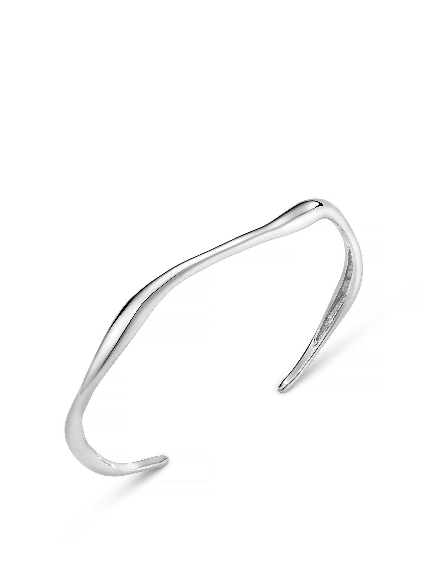 Orelia Fine Wave Bangle - Silver