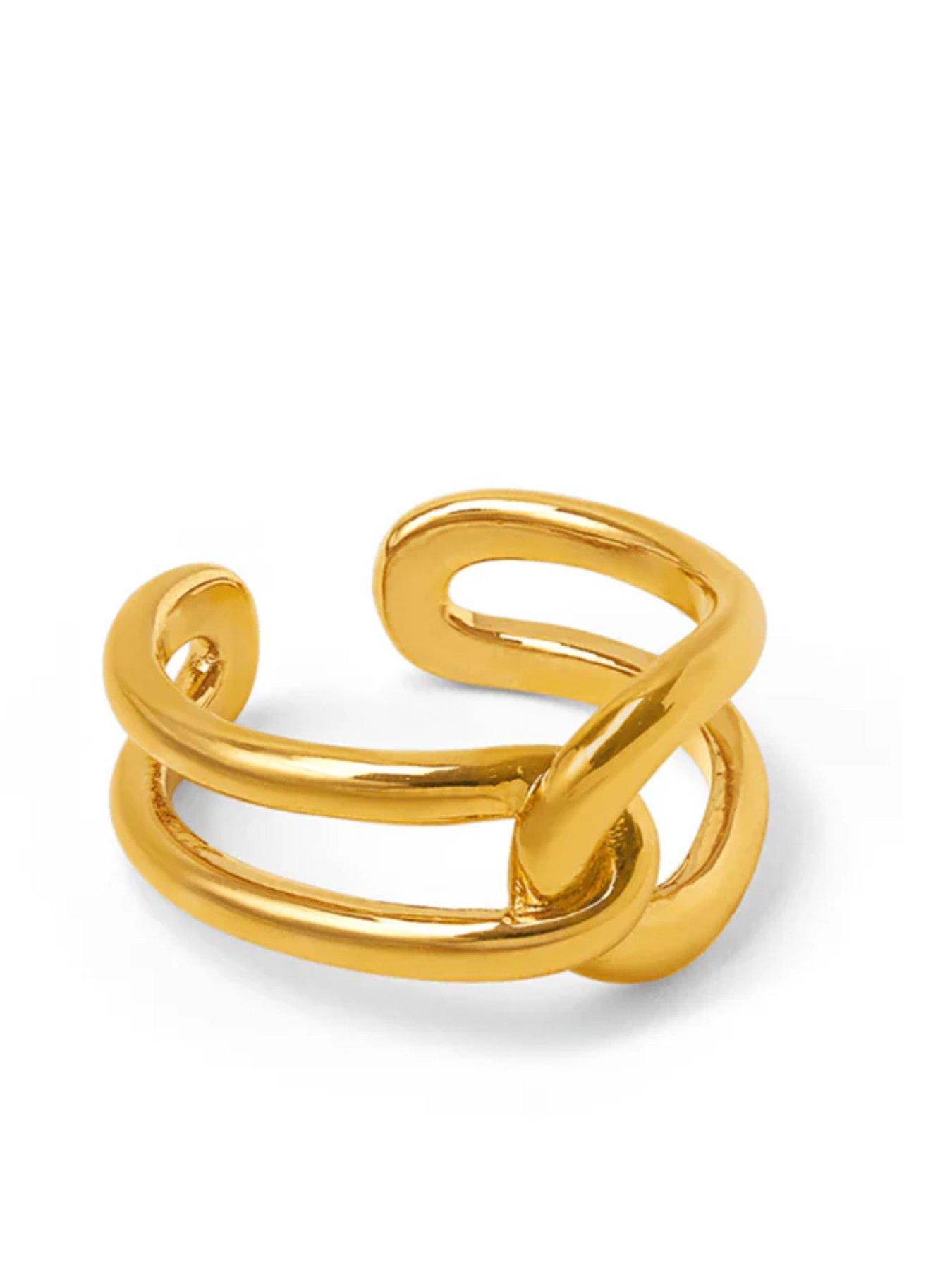undefined Interlocking Open Plated Adjustable Ring - Gold