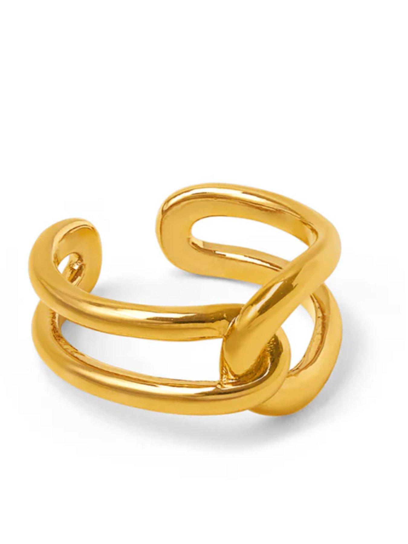 Orelia Interlocking Open Plated Adjustable Ring - Gold