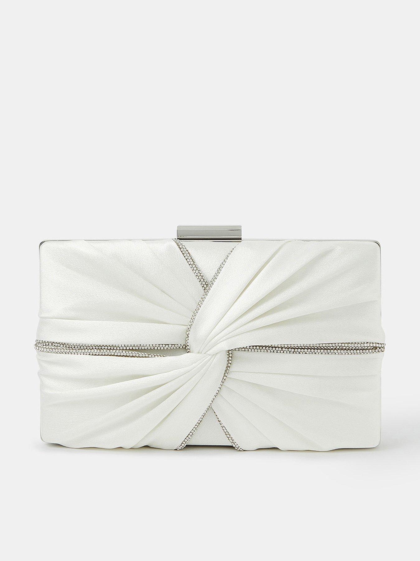 undefined Bridal Satin Pleat Clutch Bag - Cream