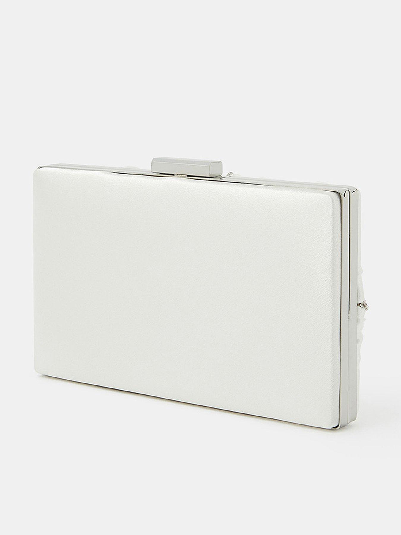 Image 3 of 5 of Accessorize Bridal Satin Pleat Clutch Bag - Cream