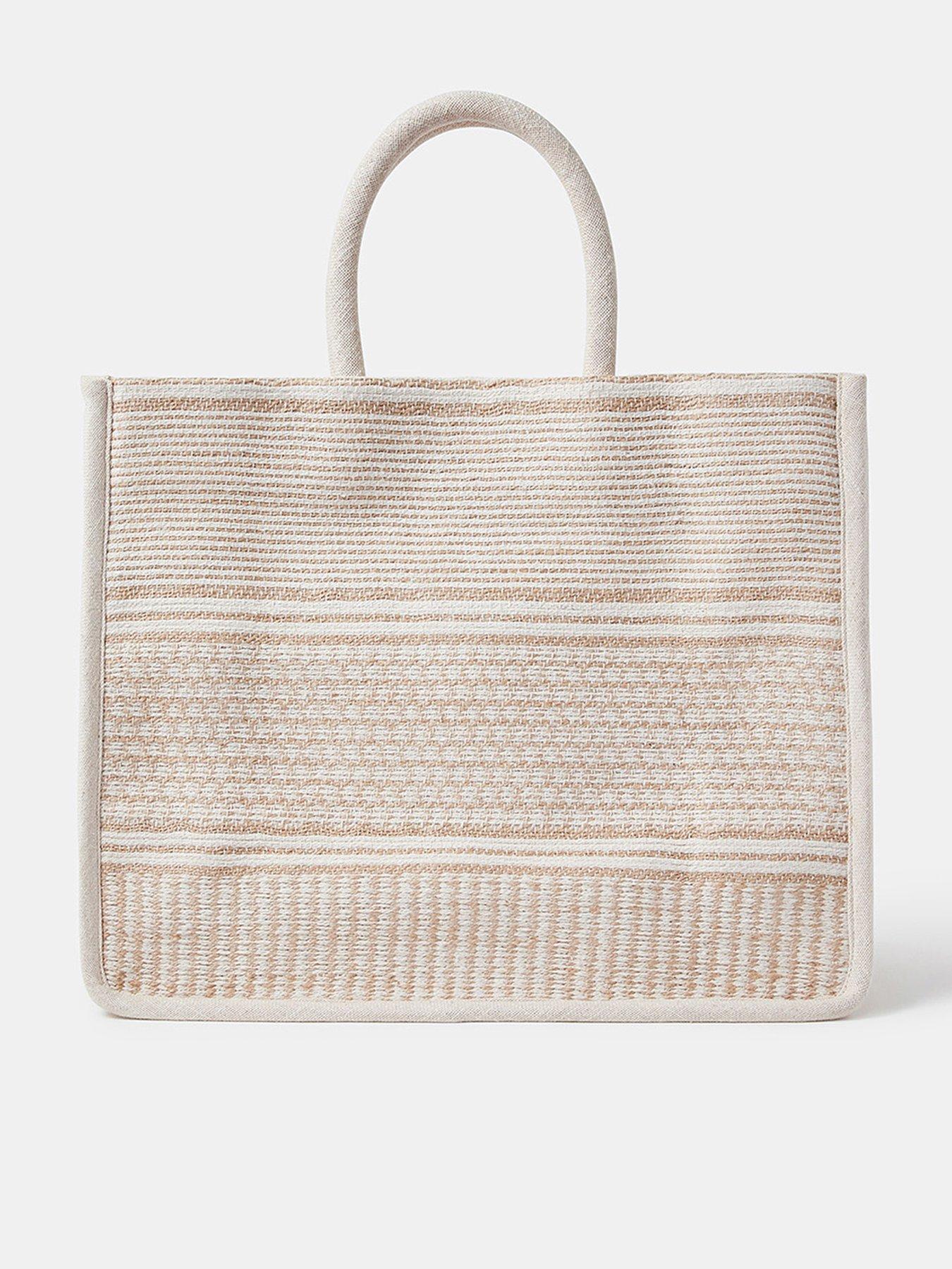 undefined Woven Book Tote Bag - Beige