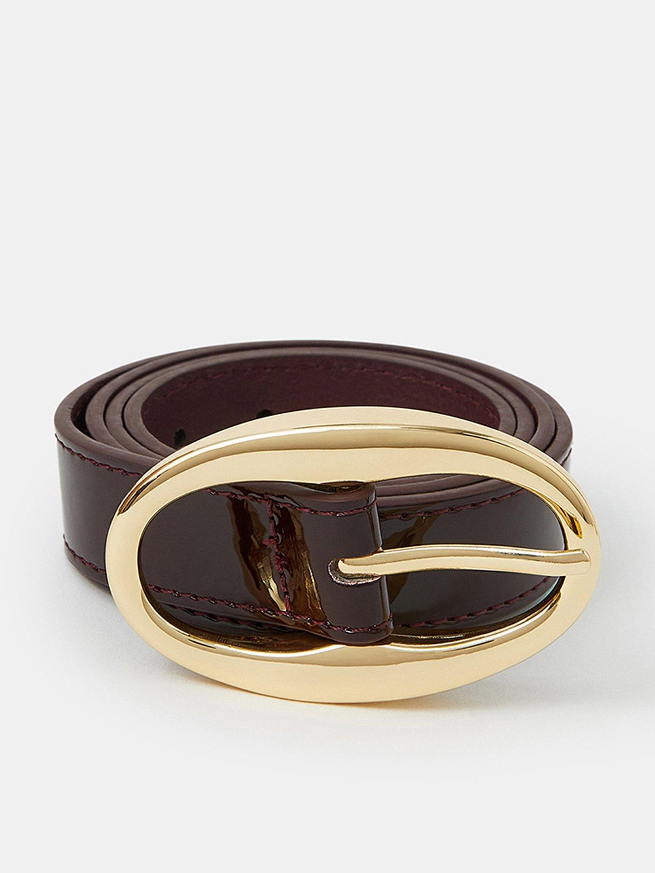 undefined Oval Buckle Patent Belt - Red
