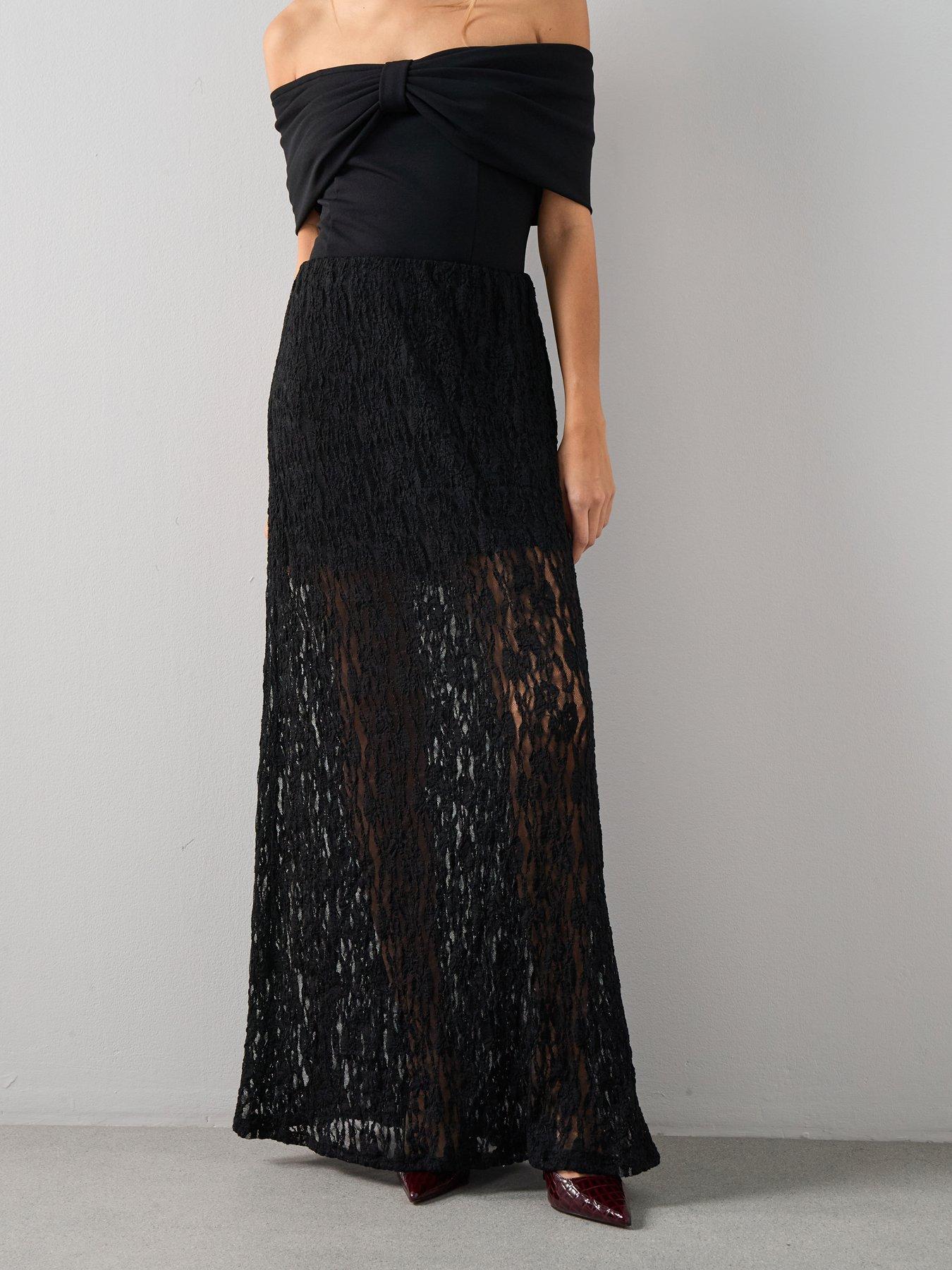 Image 3 of 7 of The Very Collection Lace Midaxi Skirt - Black