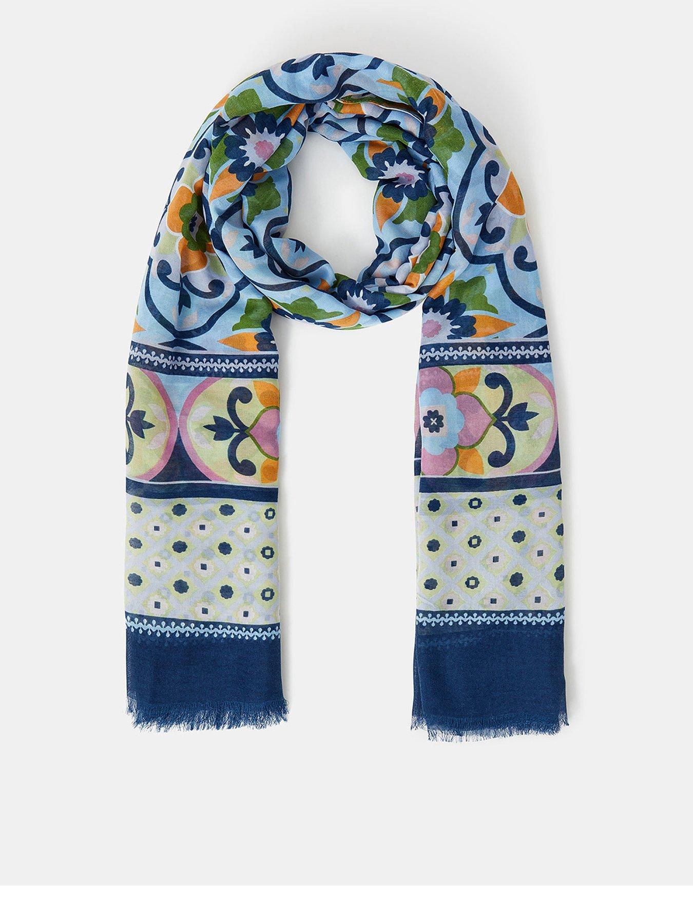 undefined Lightweight Tile Print Scarf - Blue