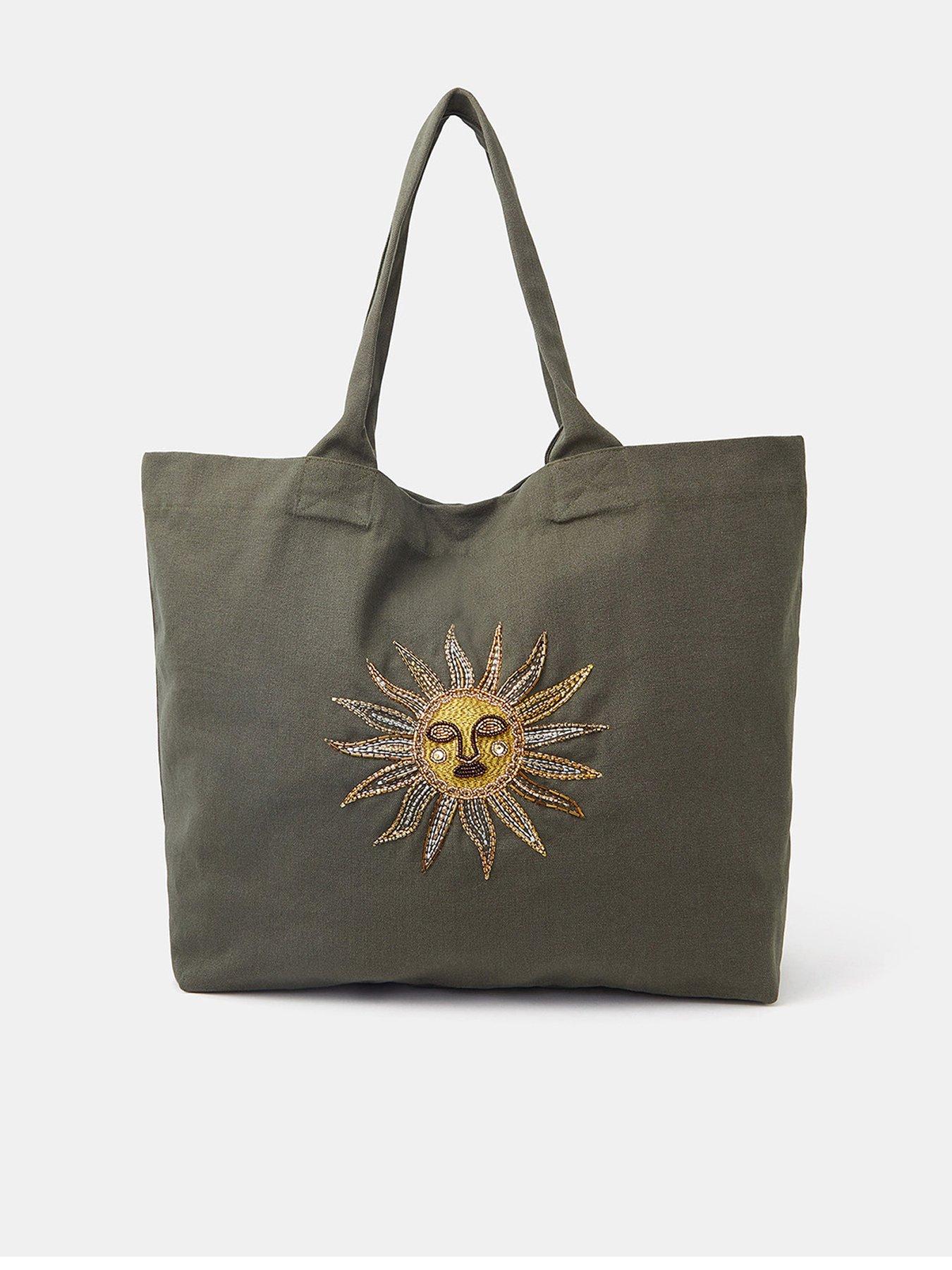 undefined Sun Embellished Tote Bag - Khaki