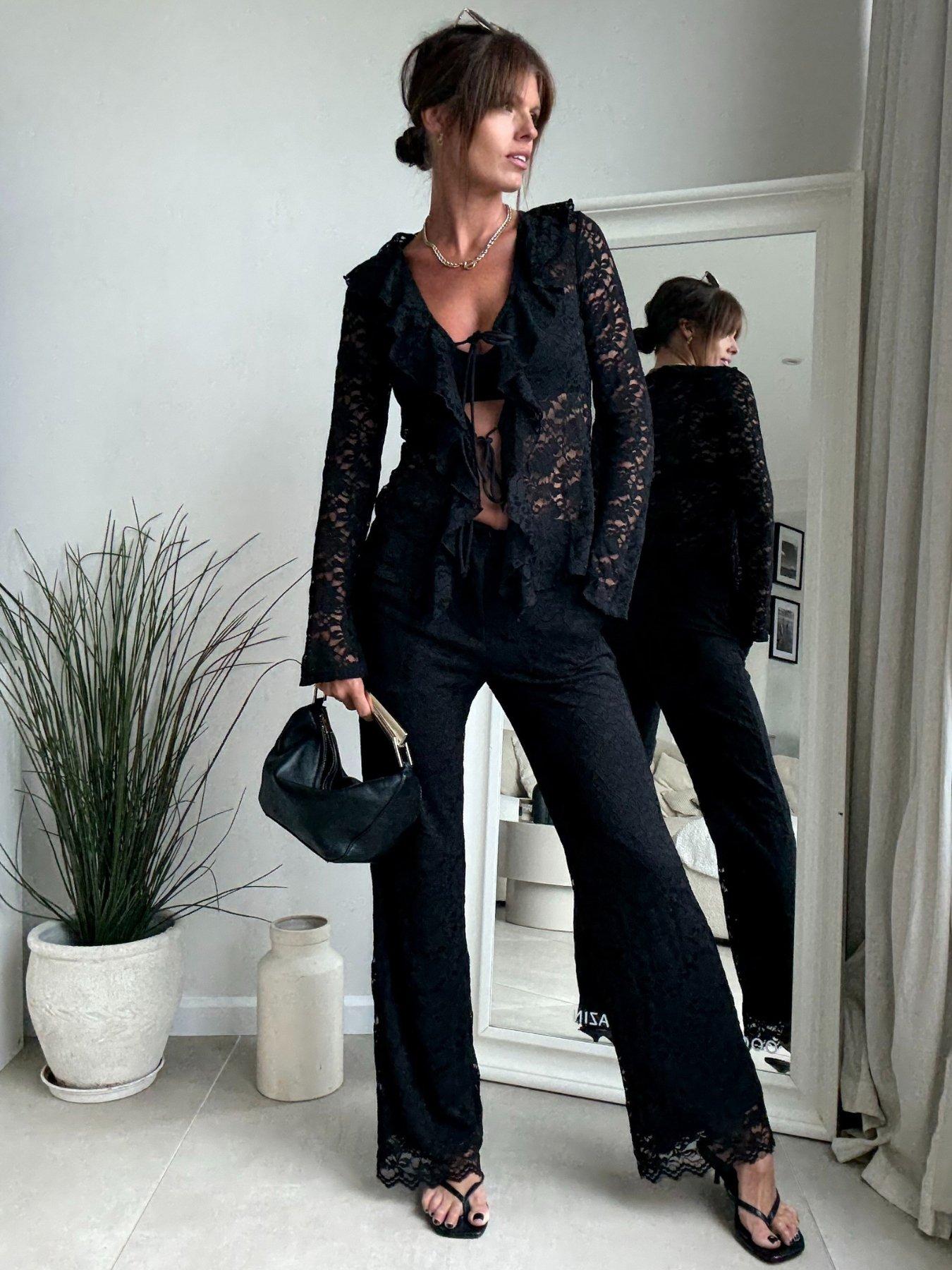 undefined Lace Trouser - Black