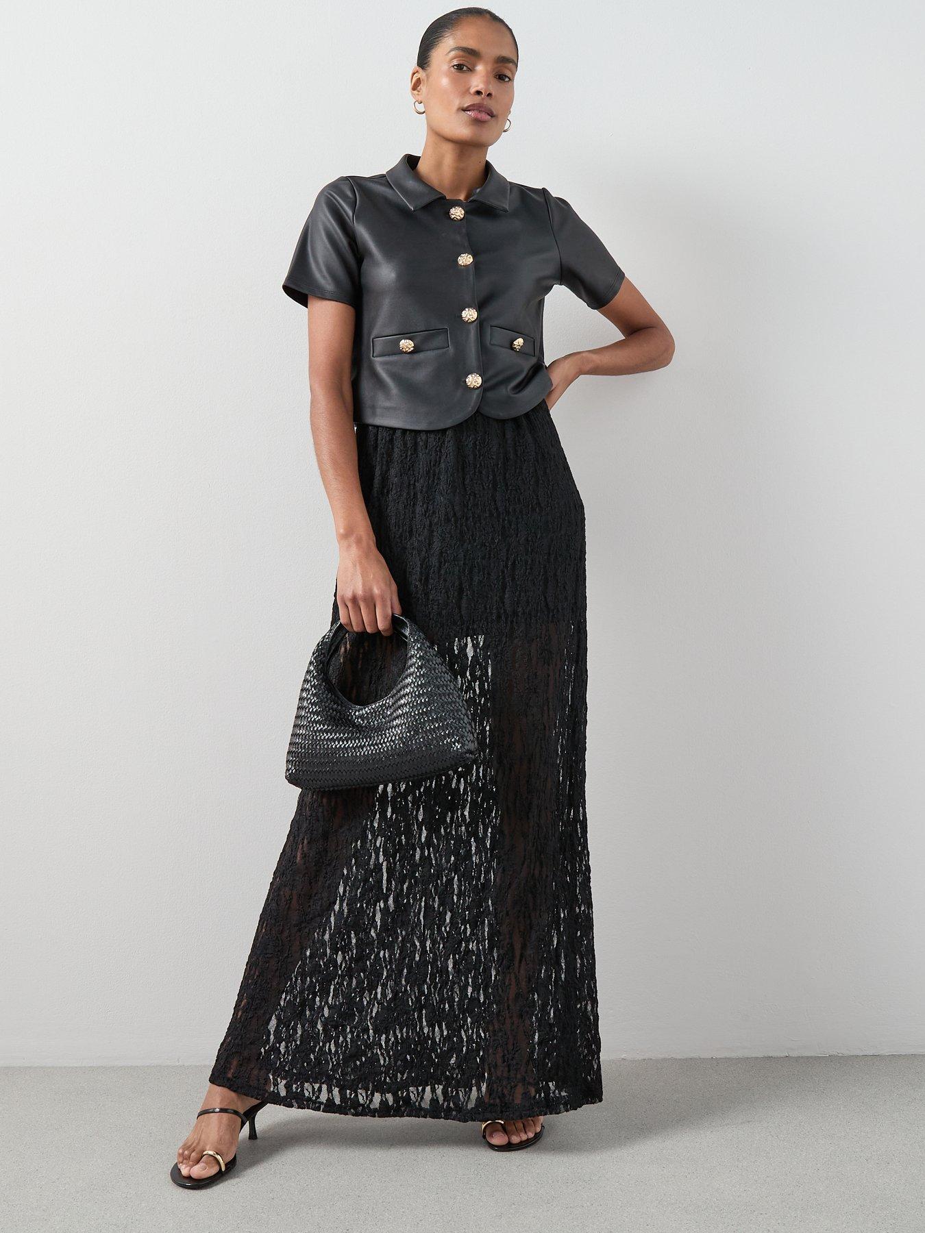 Image 3 of 6 of The Very Collection PU Button Up Top - Black