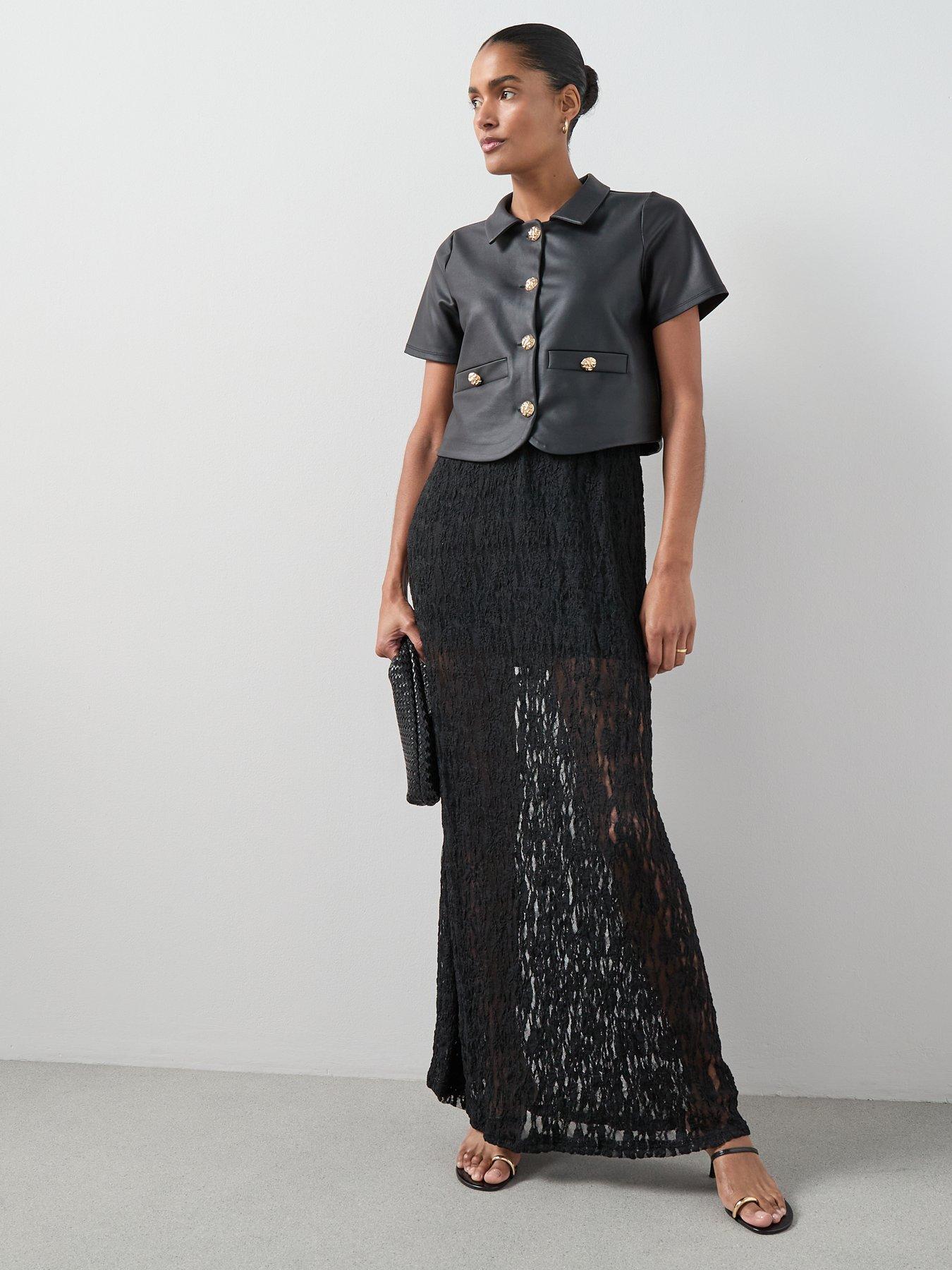 Image 6 of 6 of The Very Collection PU Button Up Top - Black