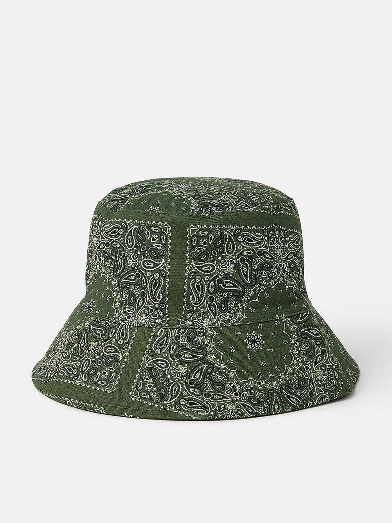 undefined Reversible Bandana Print Bucket Hat - Khaki