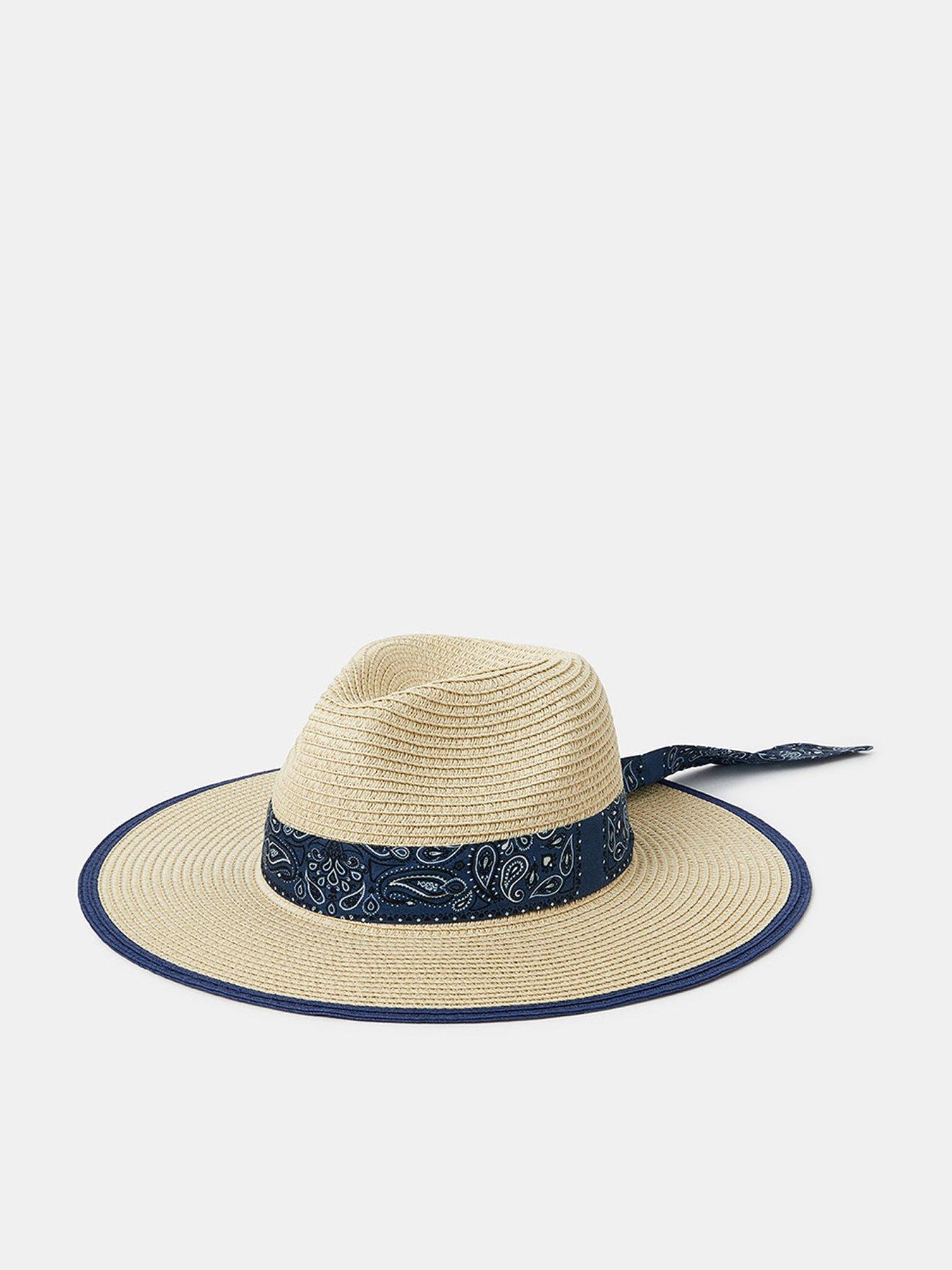 undefined Bandana Straw Fedora Hat - Beige