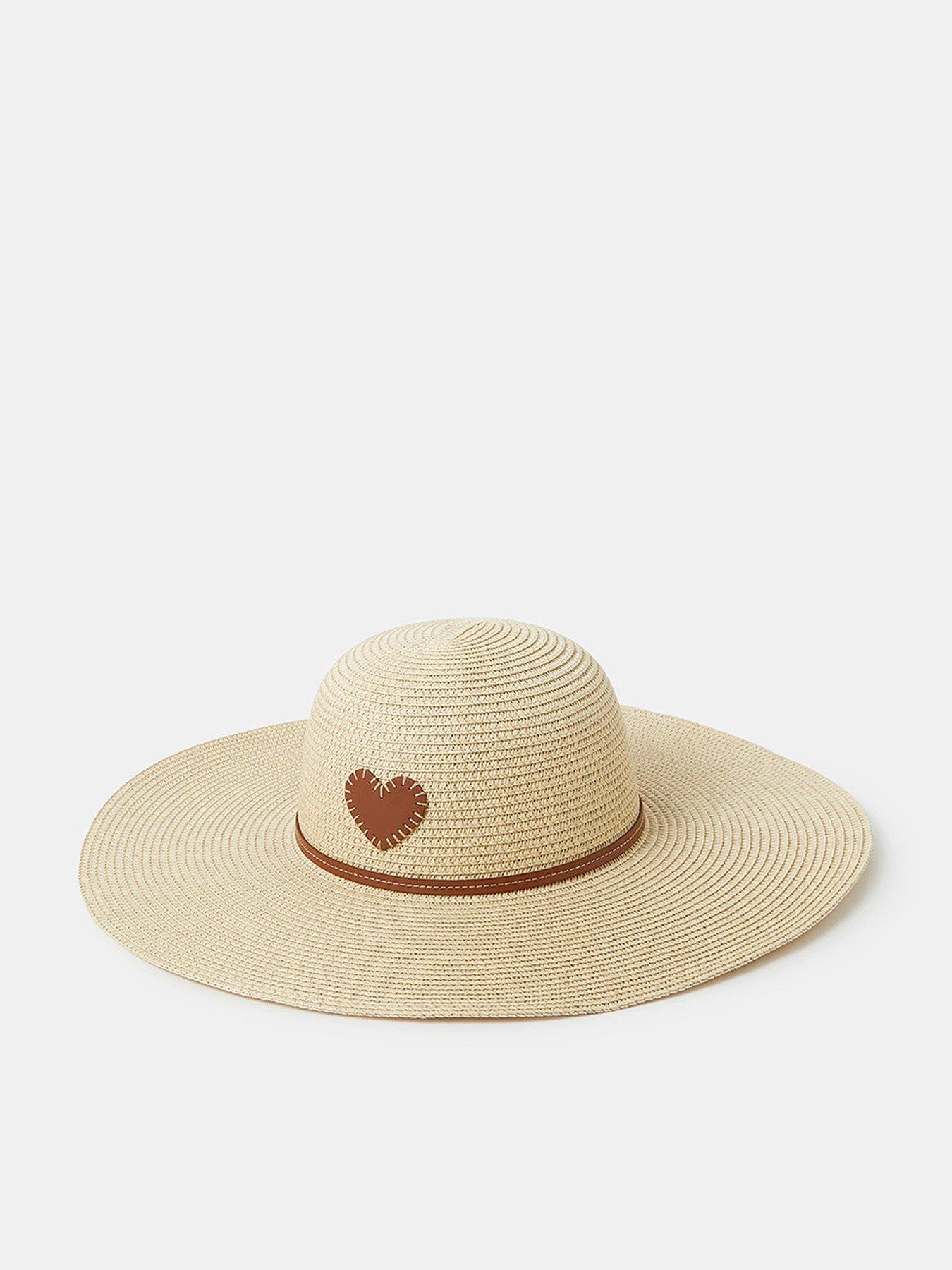 undefined Heart Floppy Straw Hat - Beige
