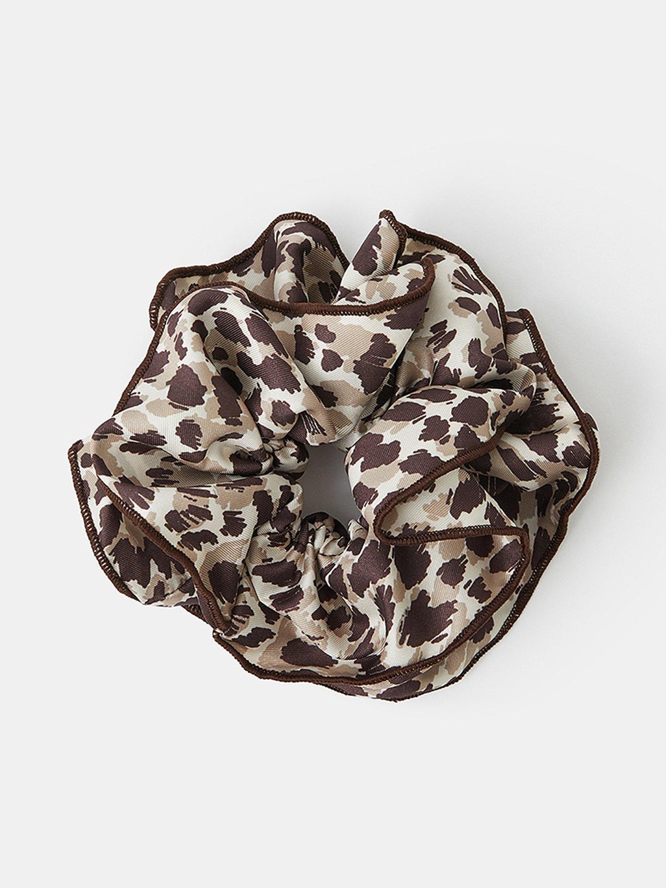 undefined Leopard Print Layered Hair Scrunchie - Brown