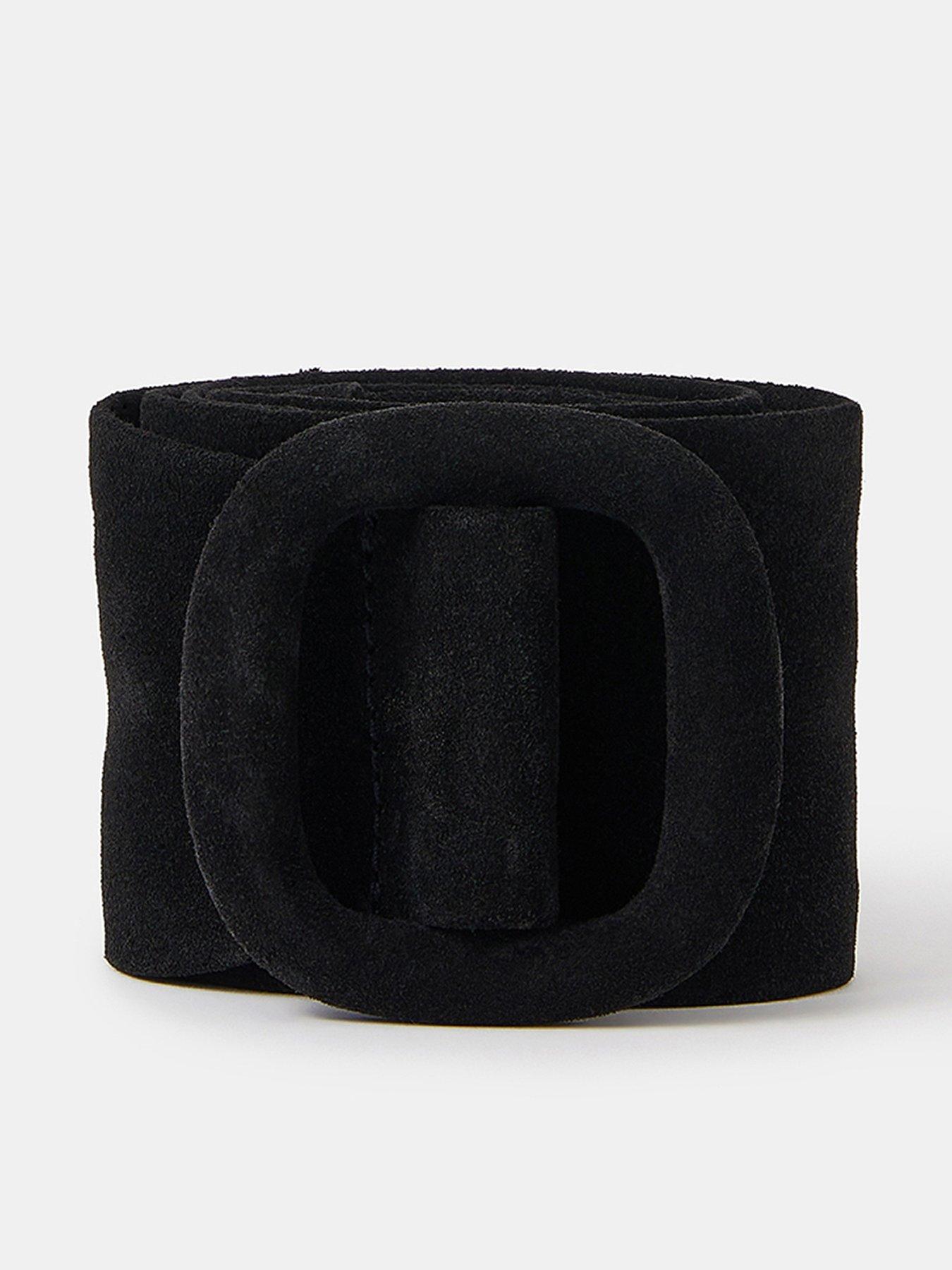 undefined Suede Wide Waist Belt - Black
