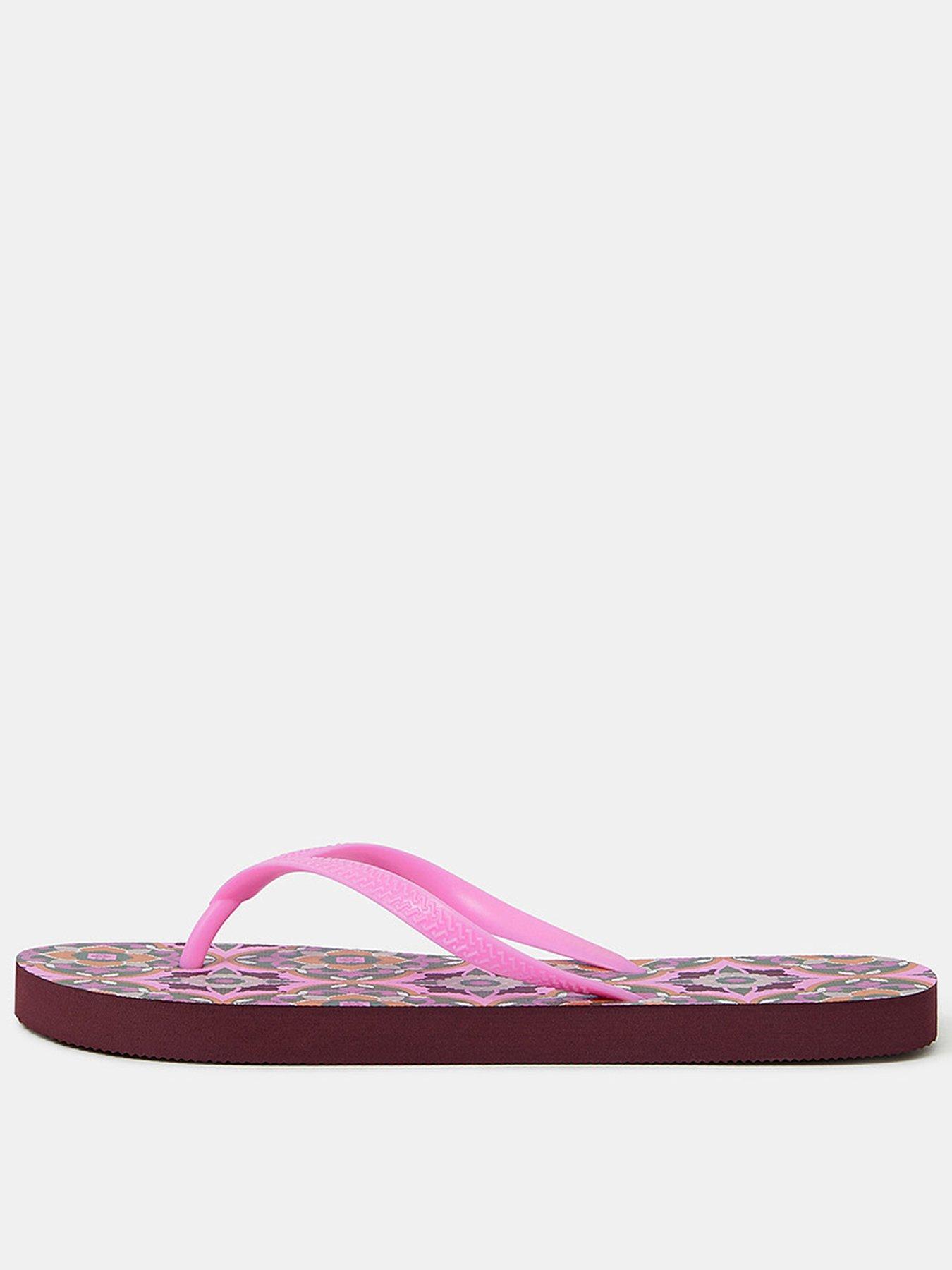 undefined Tile Print Flip Flops - Beige