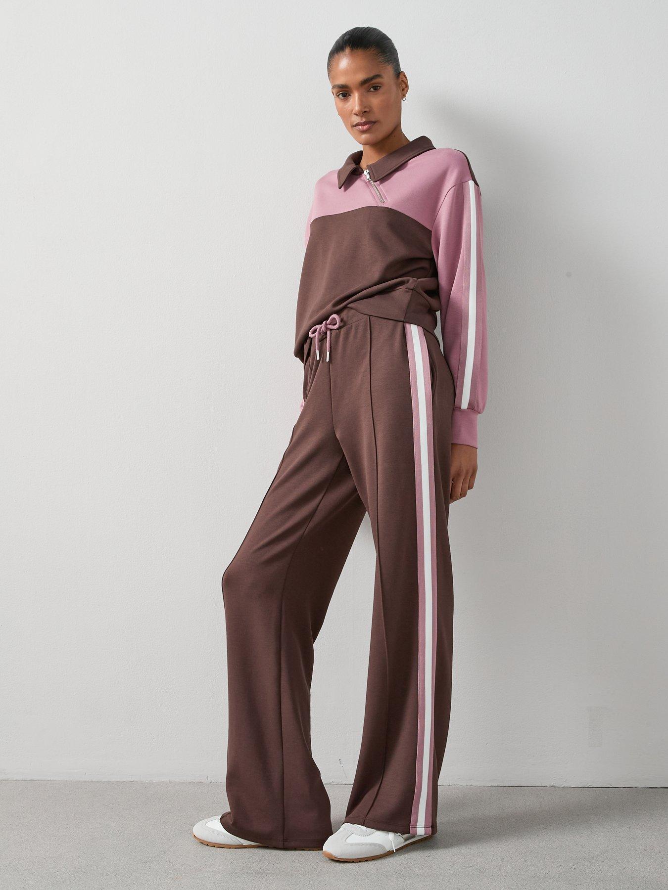 Image 3 of 6 of The Very Collection Soft Touch Side Stripe Wide Leg Jogger - Brown