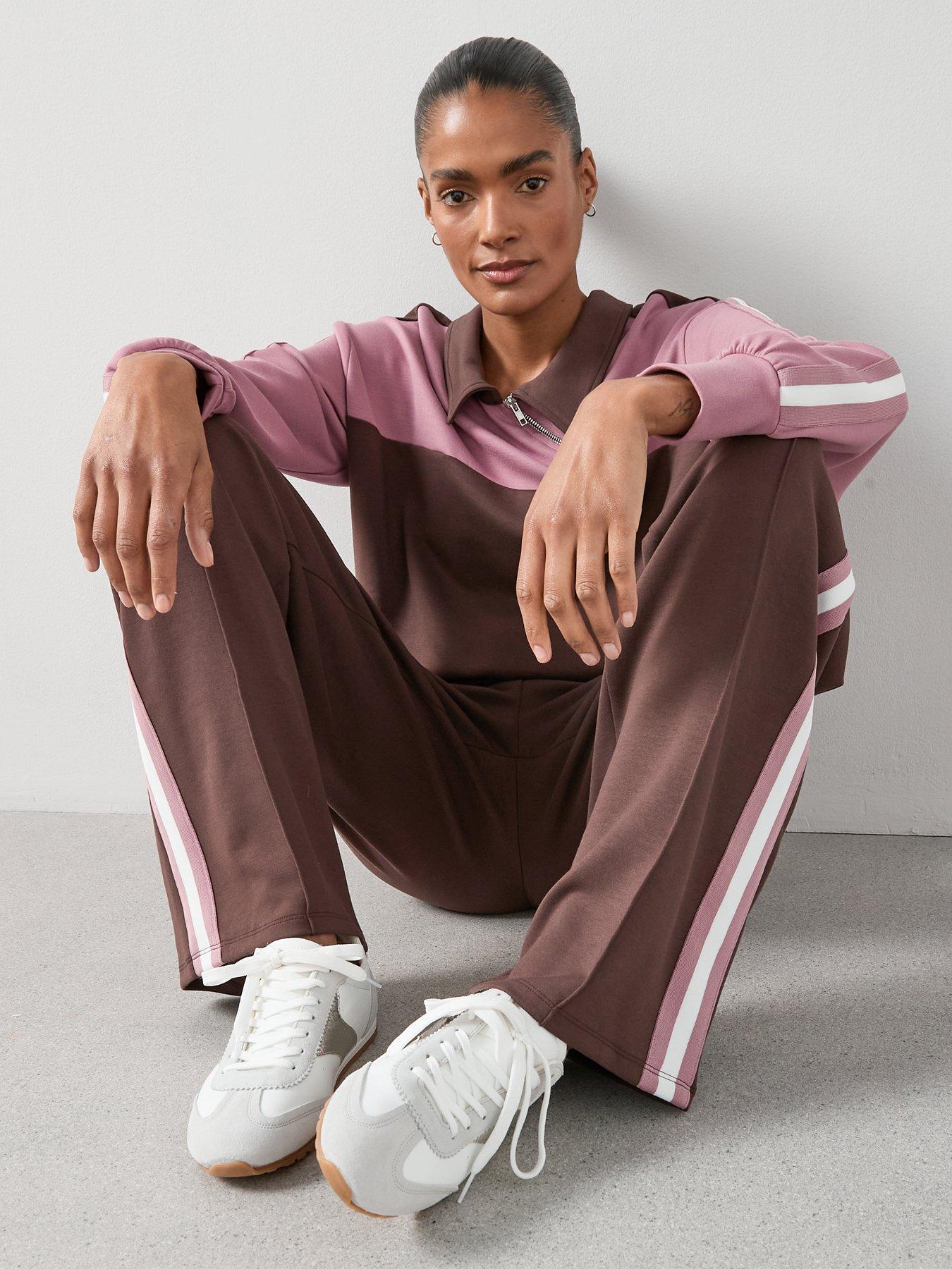 Image 4 of 6 of The Very Collection Soft Touch Side Stripe Wide Leg Jogger - Brown