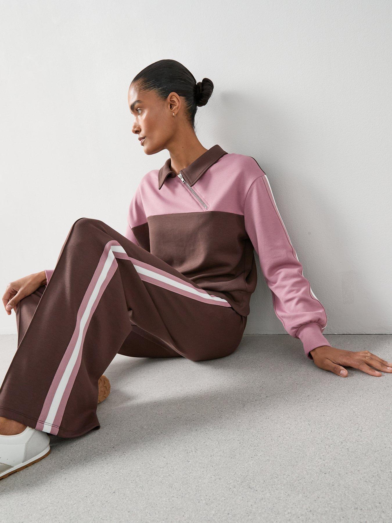 Image 6 of 6 of The Very Collection Soft Touch Side Stripe Wide Leg Jogger - Brown