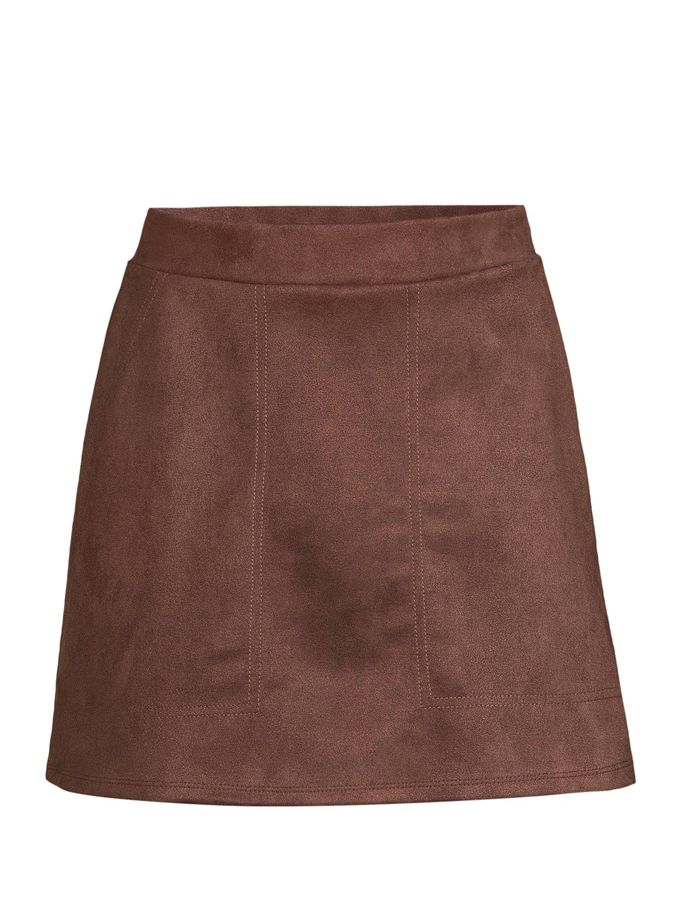 Image 7 of 7 of The Very Collection Faux Suede Mini Skirt - Brown