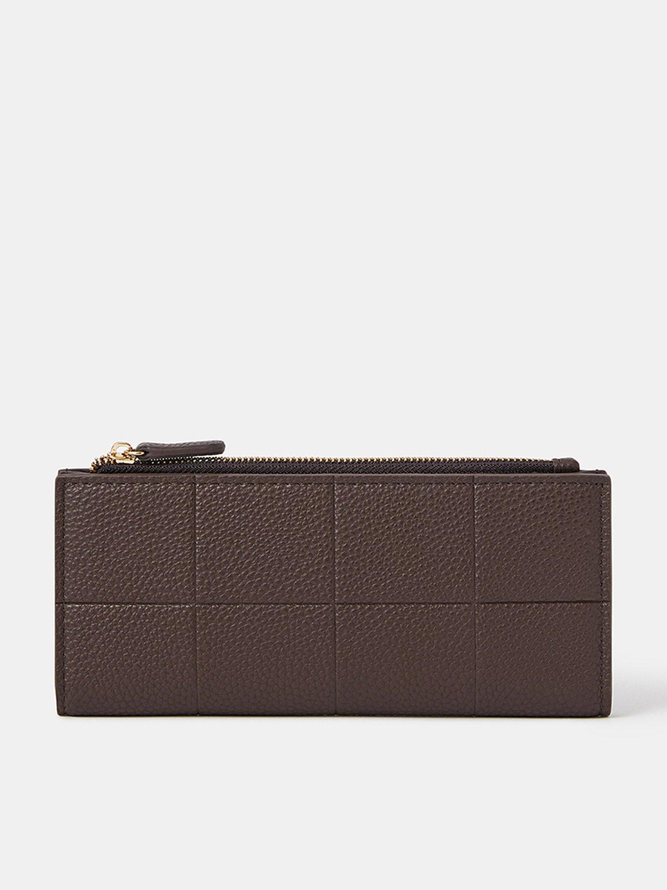 undefined Large Woven Zip Purse - Brown