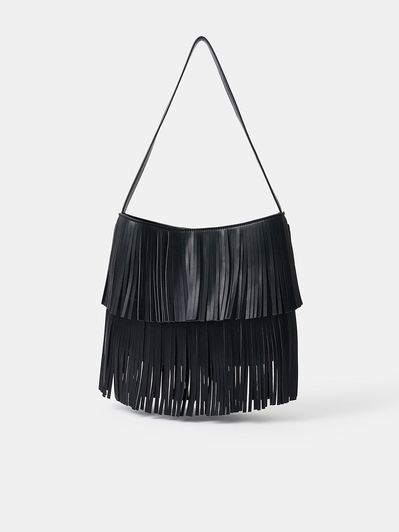 undefined Fringe Shoulder Bag - Black