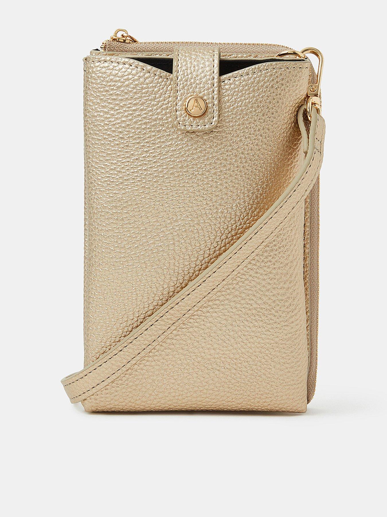 undefined Metallic Multipocket Phone Bag - Gold