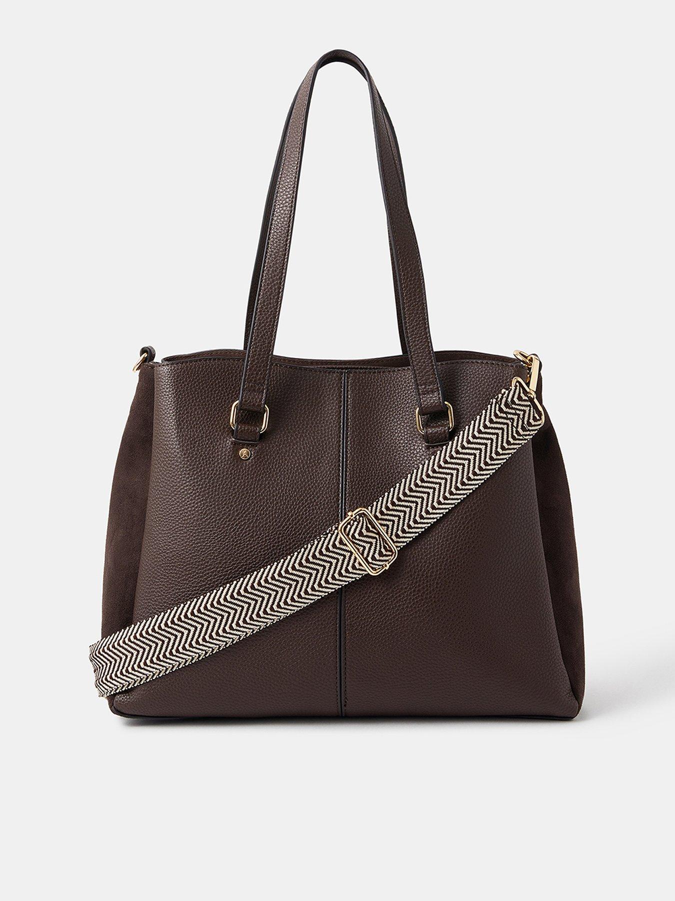 undefined Webbing Strap Faux Leather Shoulder Bag - Brown