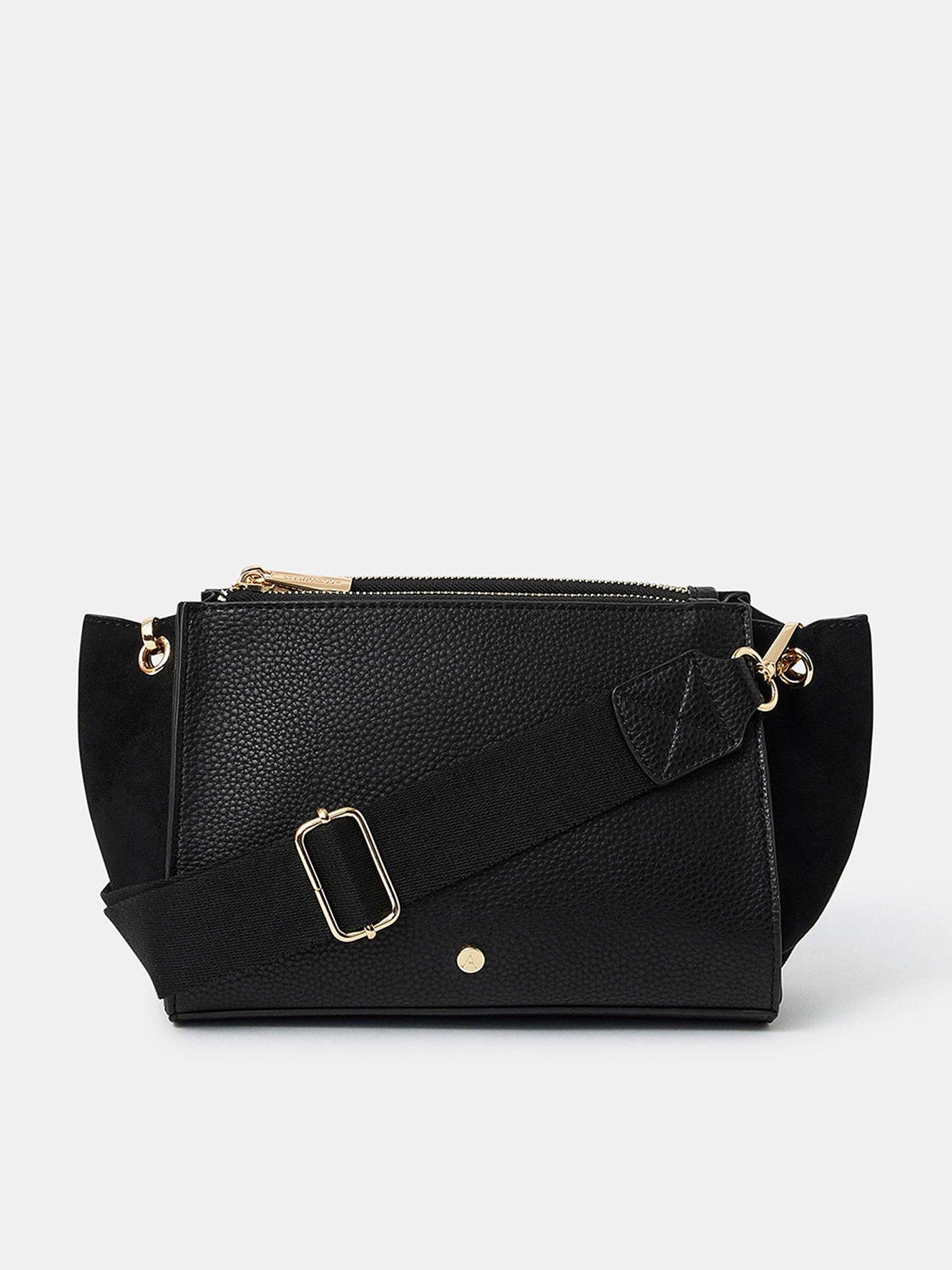 undefined Double Zip Crossbody Bag - Black