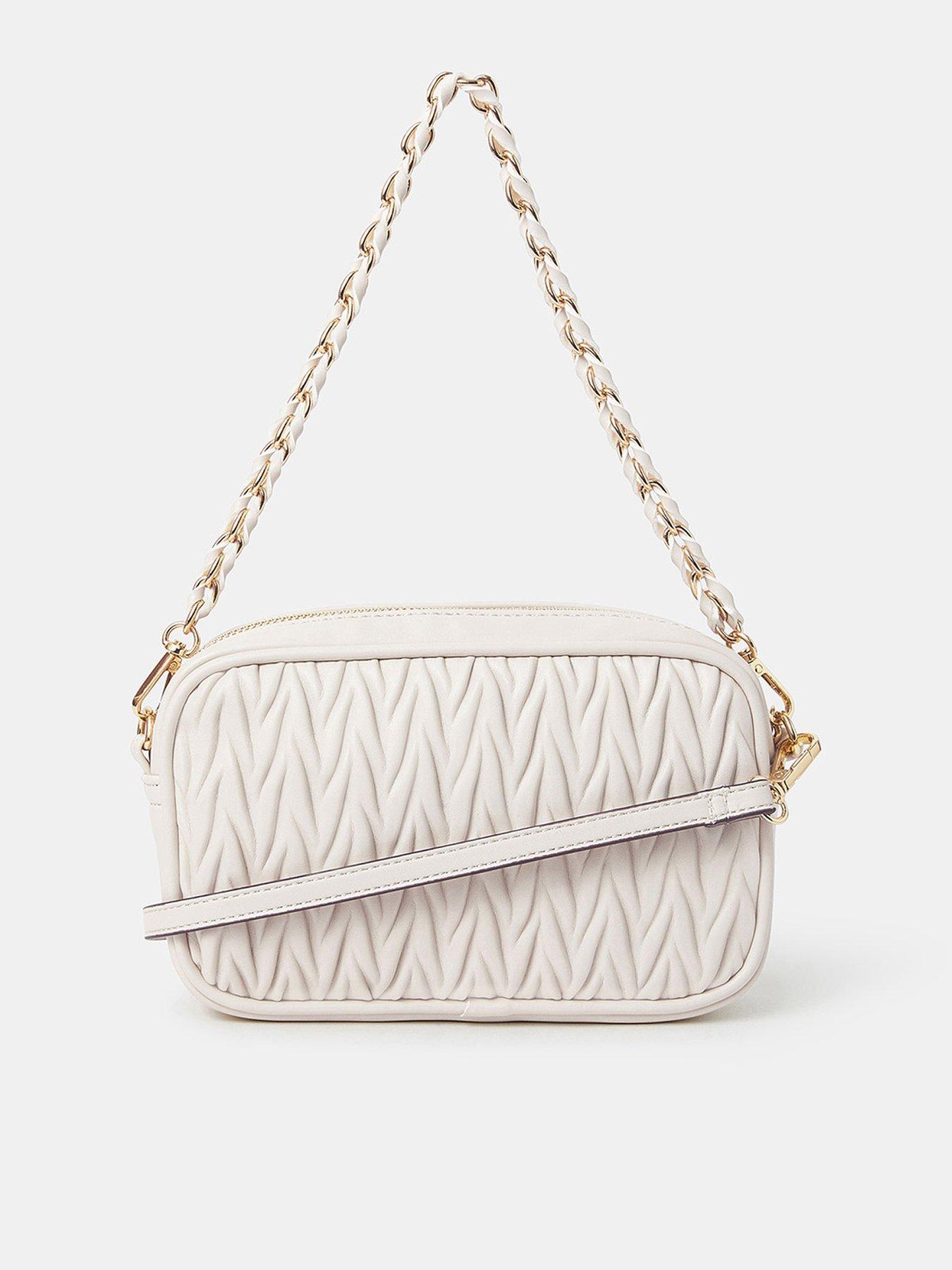undefined Small Ruched Crossbody Bag - Cream