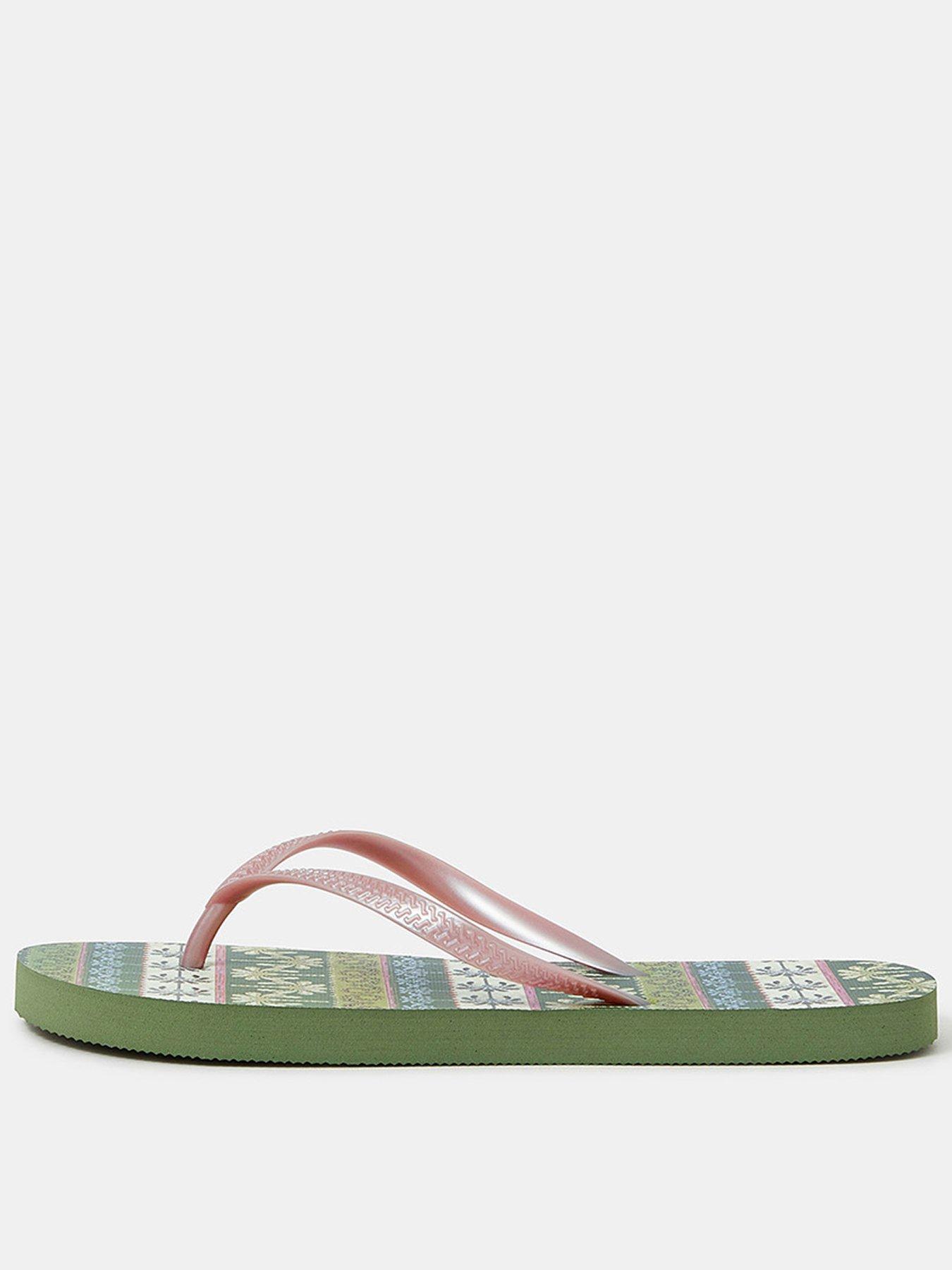 undefined Palm Print Flip Flops - Green