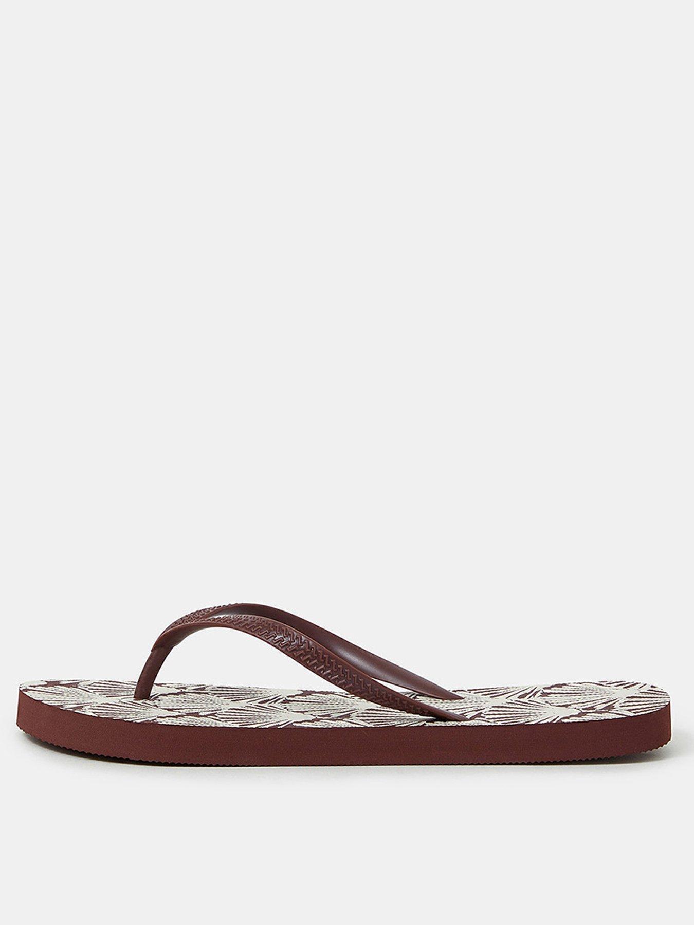 undefined Shell Print Flip Flops - Brown