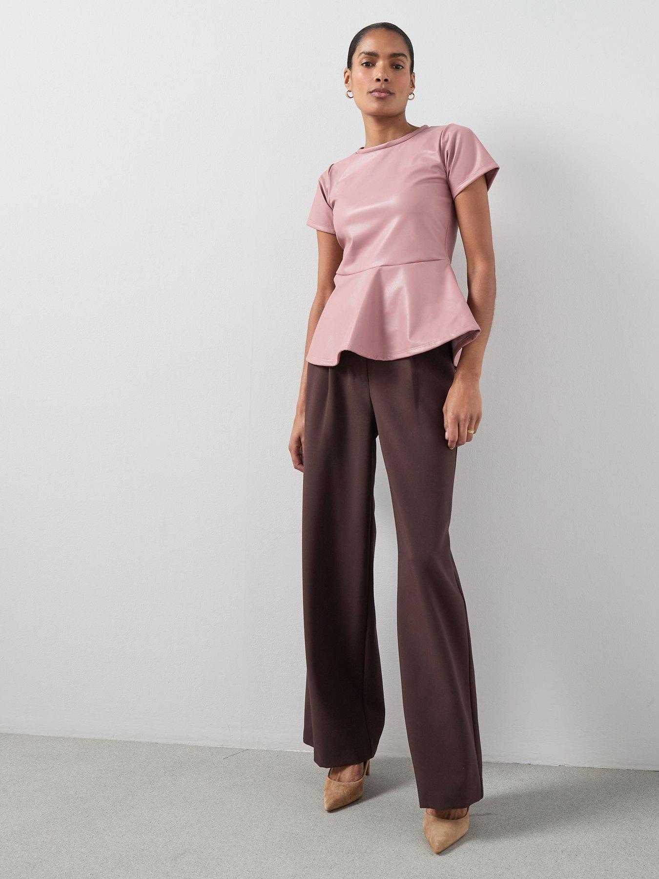 The Very Collection Pu Seam Detail Peplum Top - Pink | Very