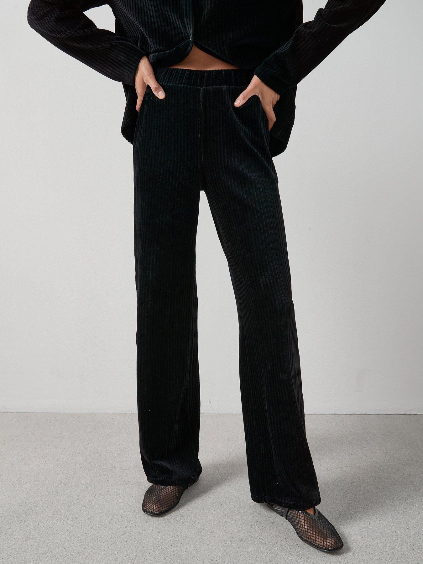 The Very Collection Textured Cord Wide Leg Trouser Co-Ord - Black